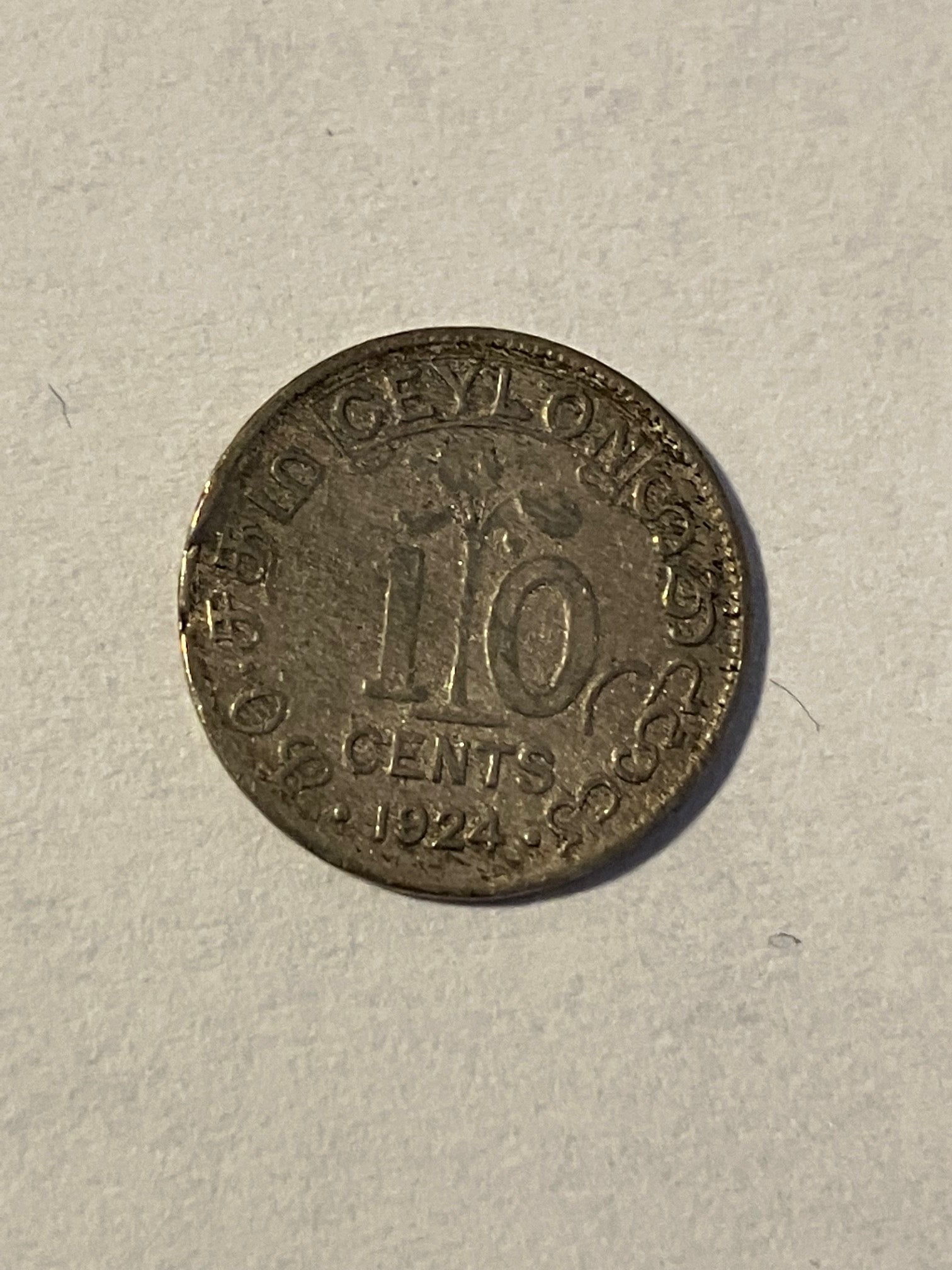 10 Cents Ceylon 1924