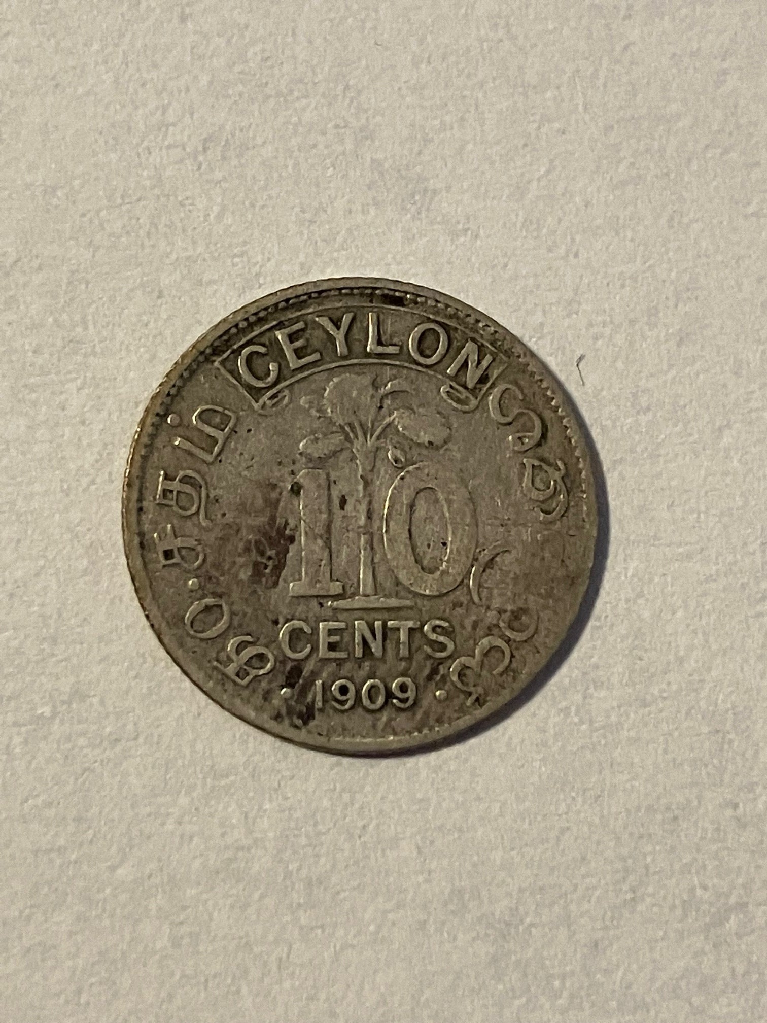 10 Cents Ceylon 1909