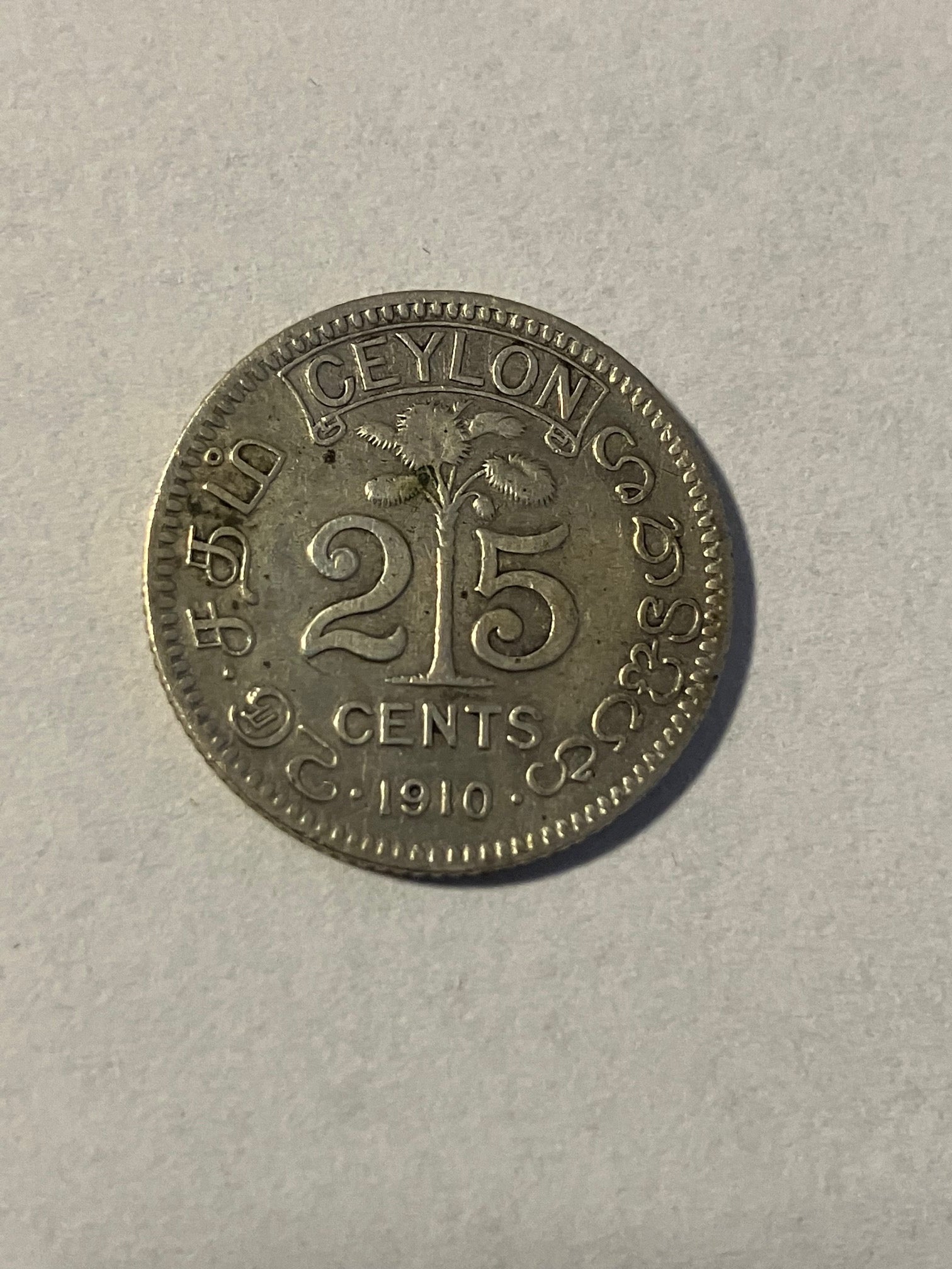 25 Cents Ceylon 1910