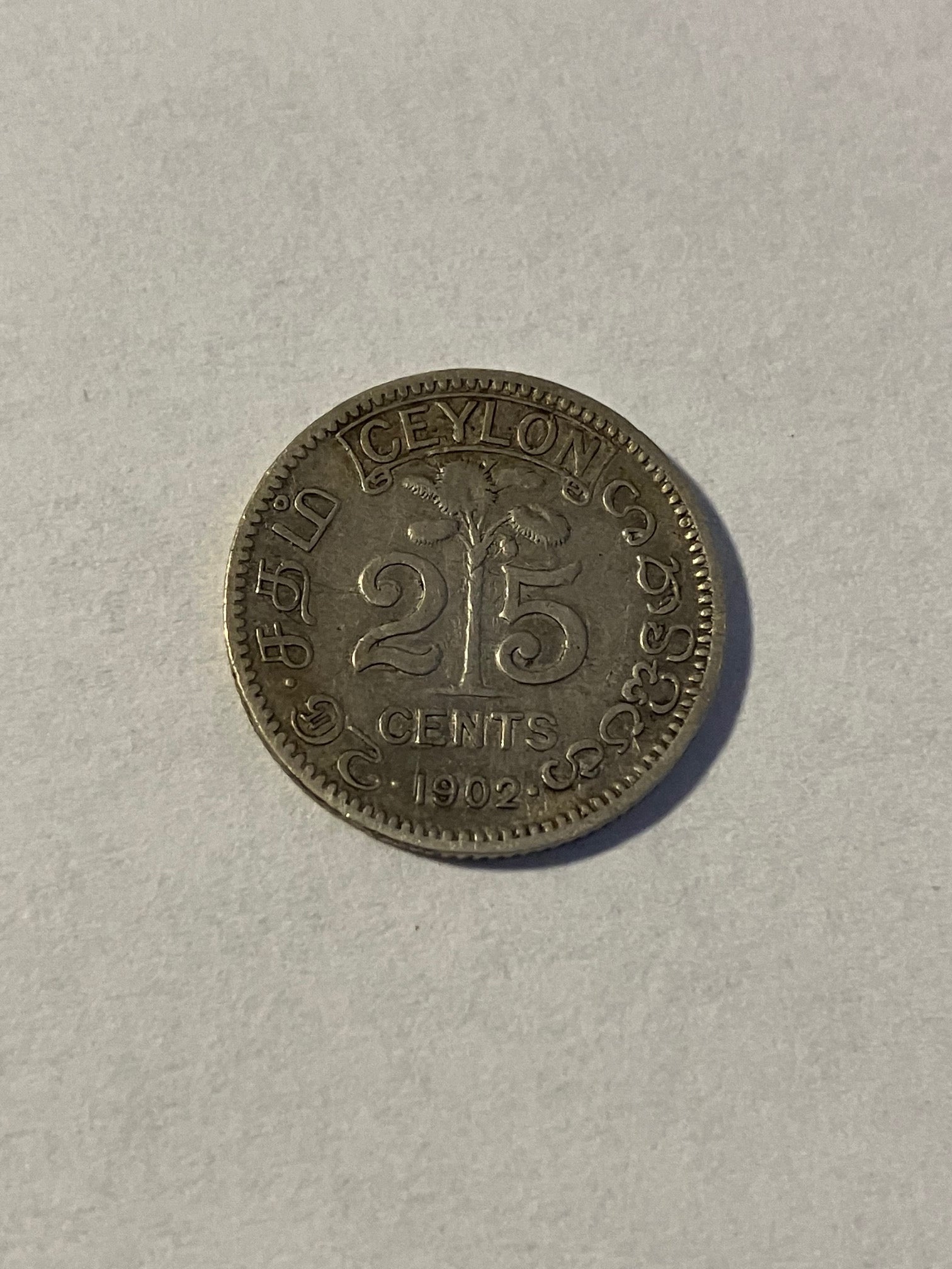 25 Cents Ceylon 1902