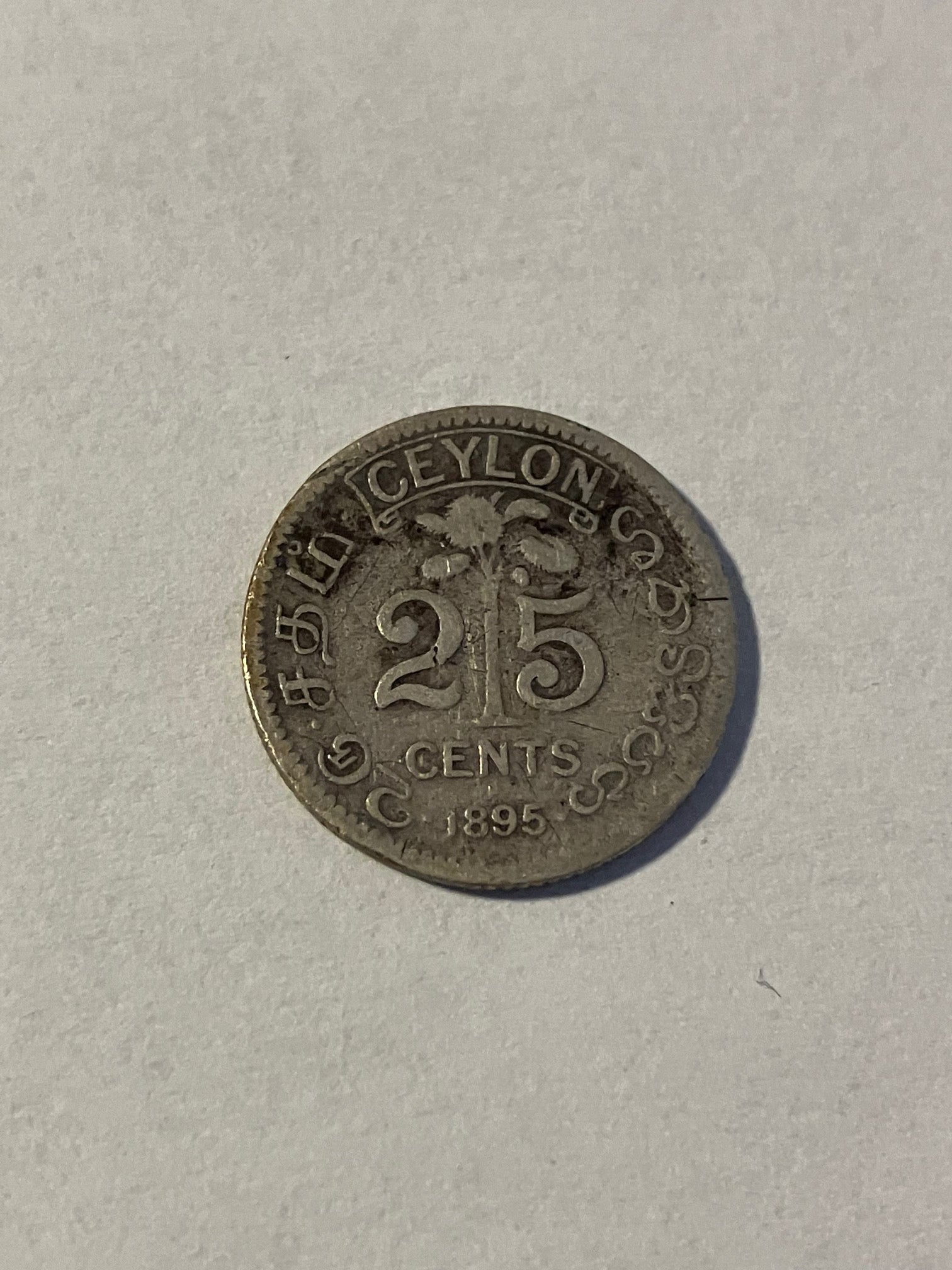 25 Cents Ceylon 1895