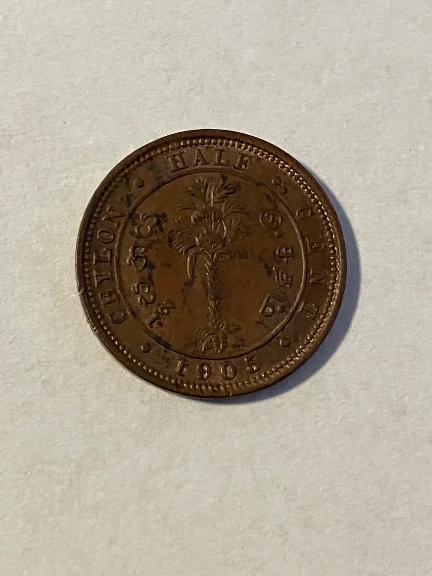 Half Cent Ceylon 1905