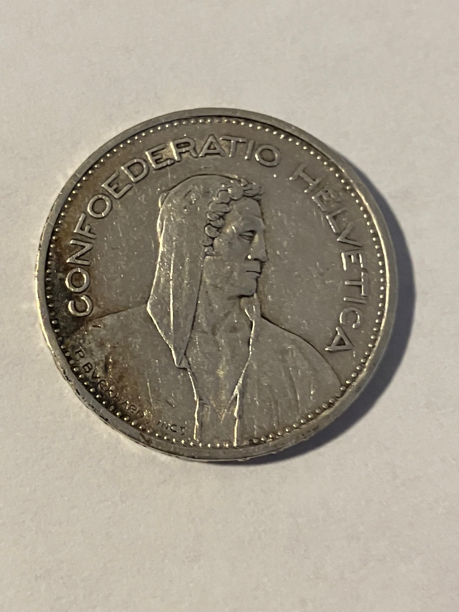 5 Francs 1937 B Switzerland
