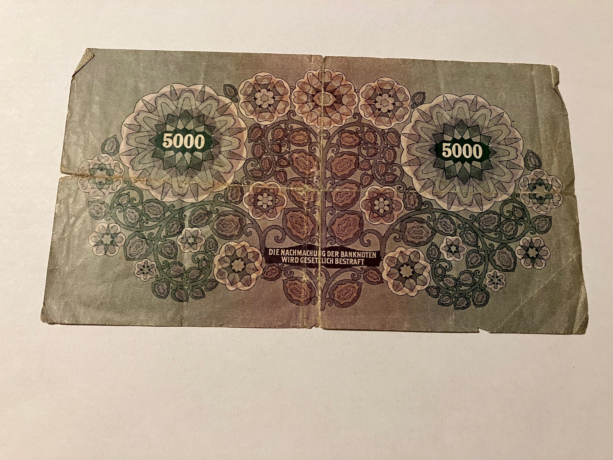 5000 Kronen Austria 1922 - Slidt