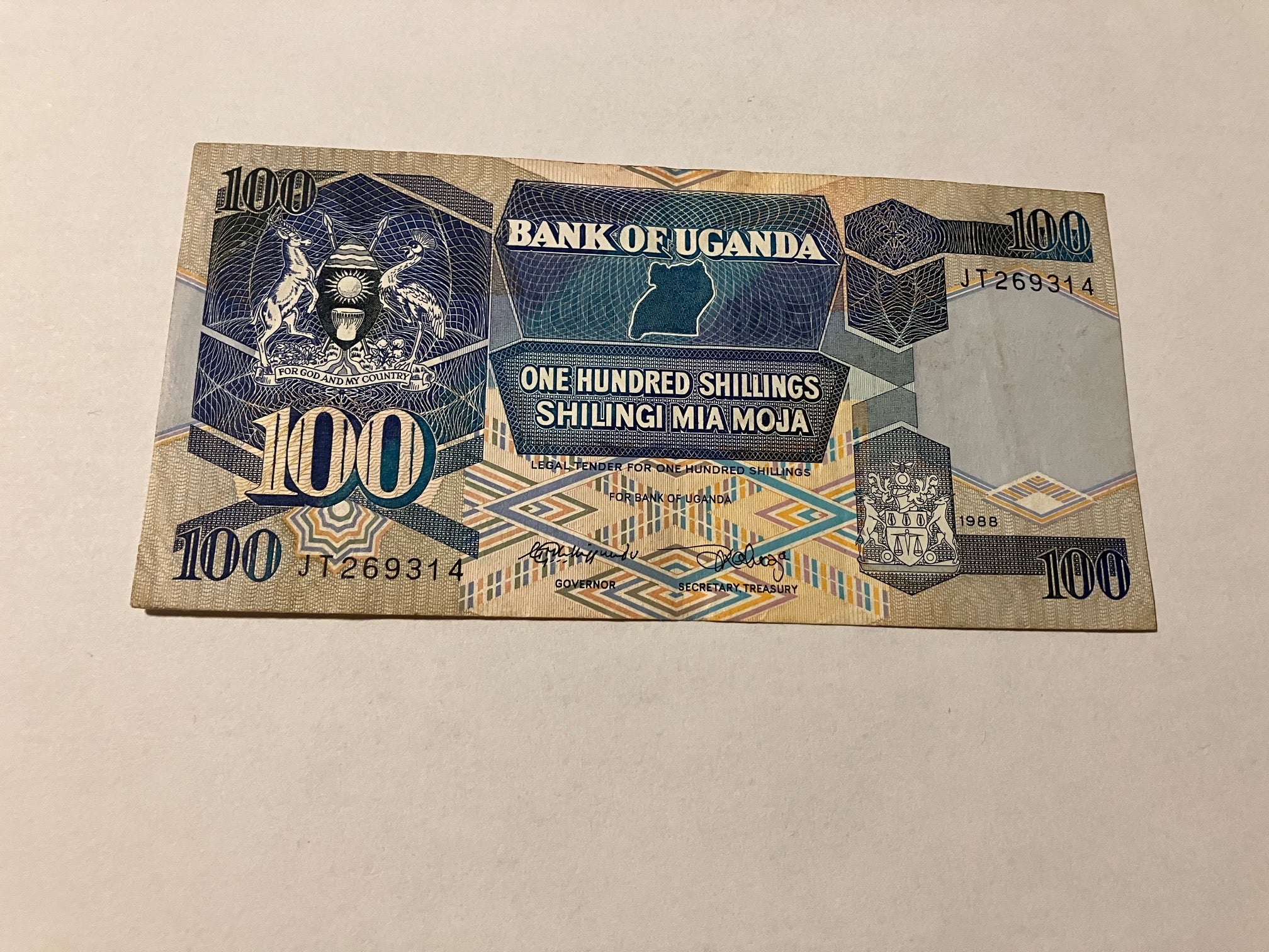 100 Shillings Uganda 1988