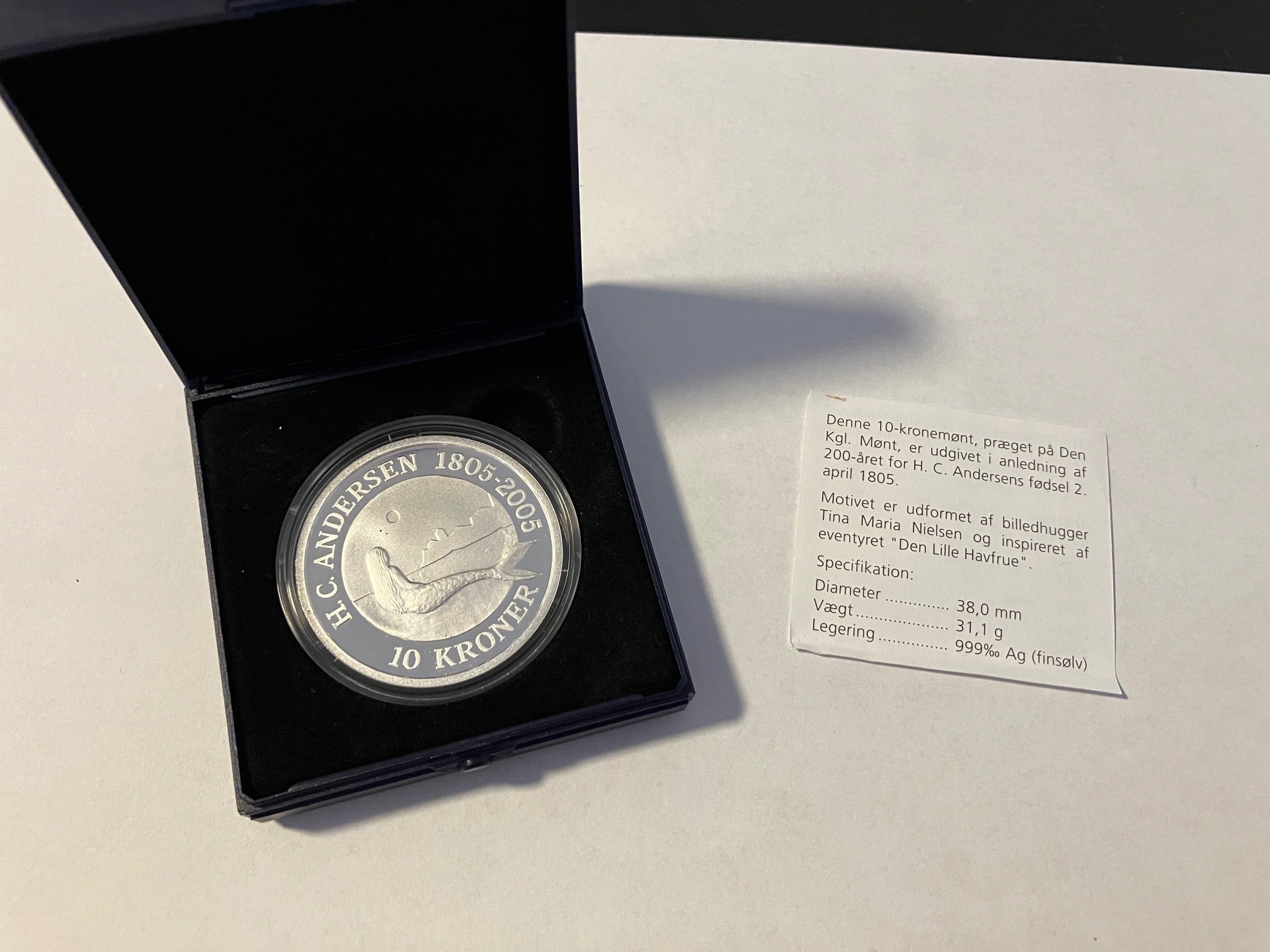 10 Kroner HC Andersen "Den Lille Havfrue" 1 oz Sølvmønt