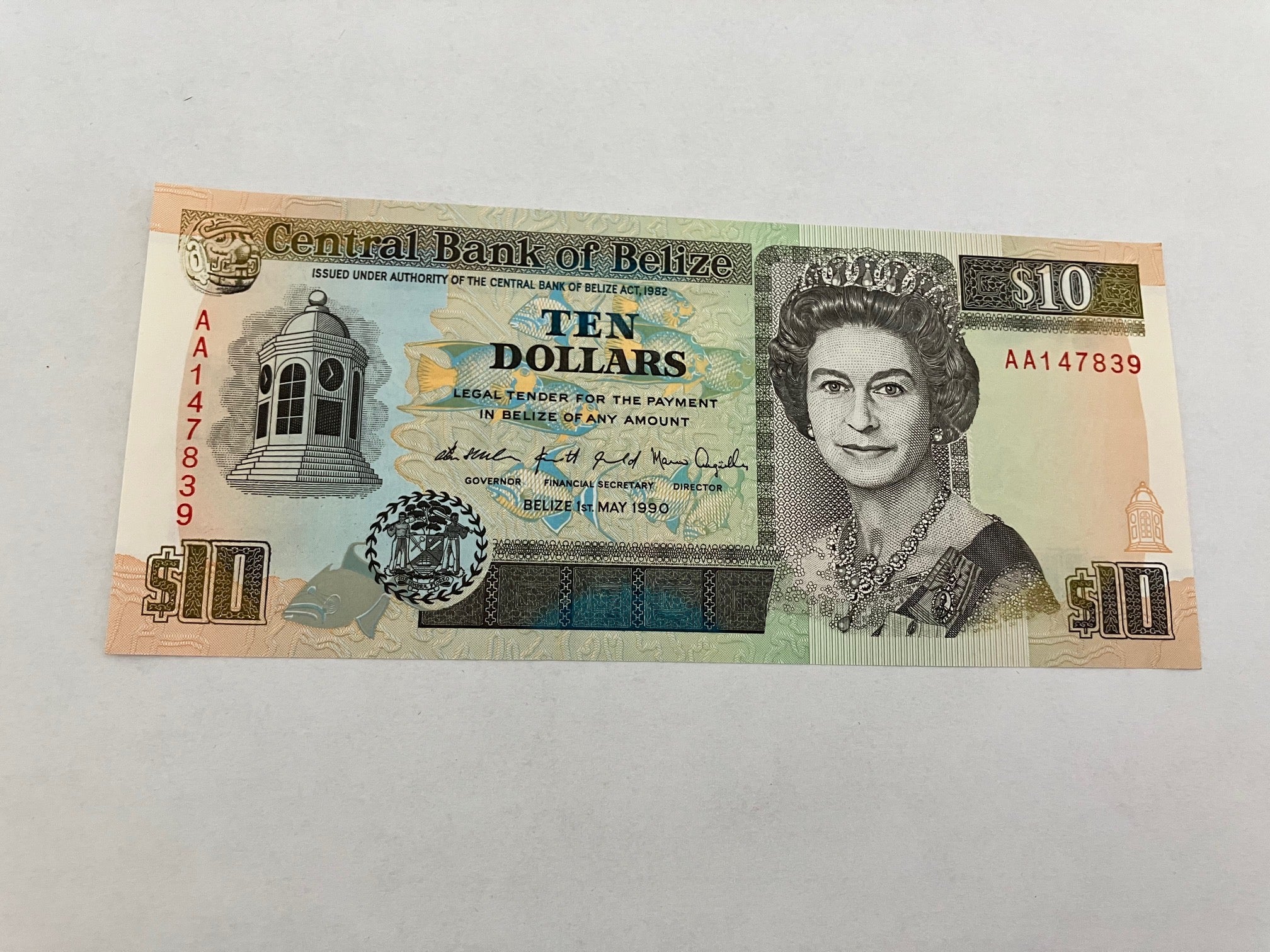 10 Dollars Belize 1990
