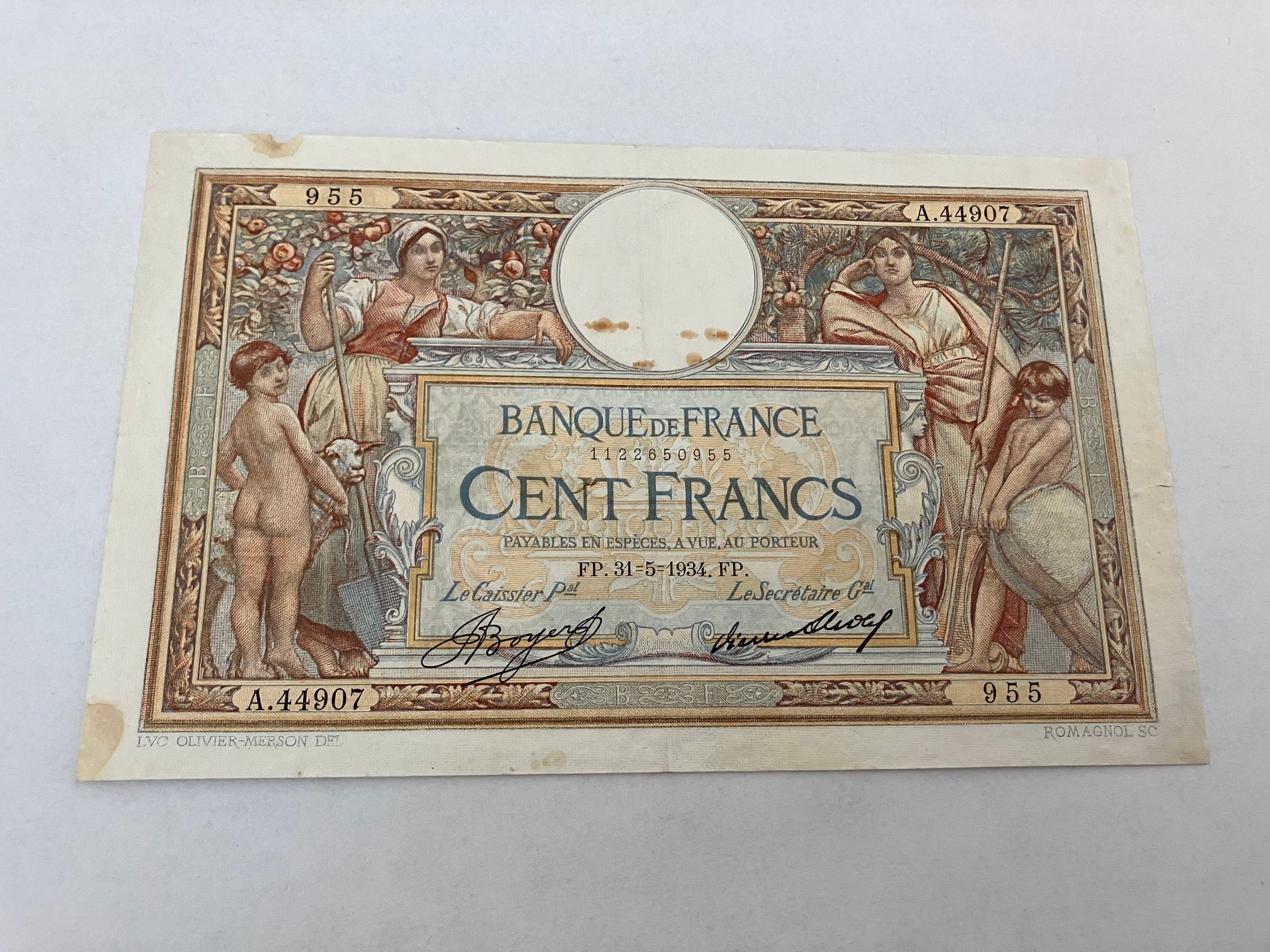 100 Francs France 1934