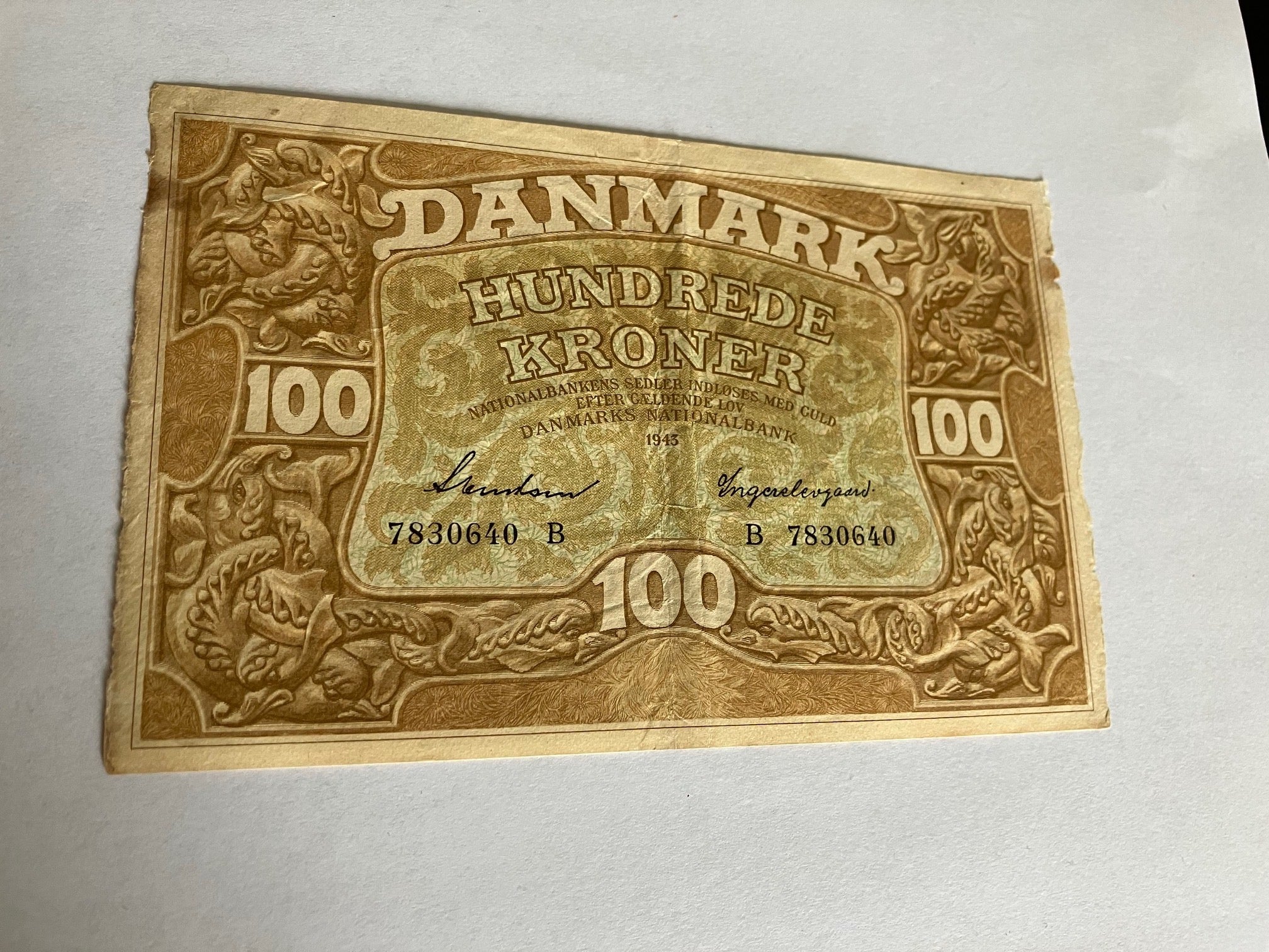 100 Kroner 1943 B Danmark