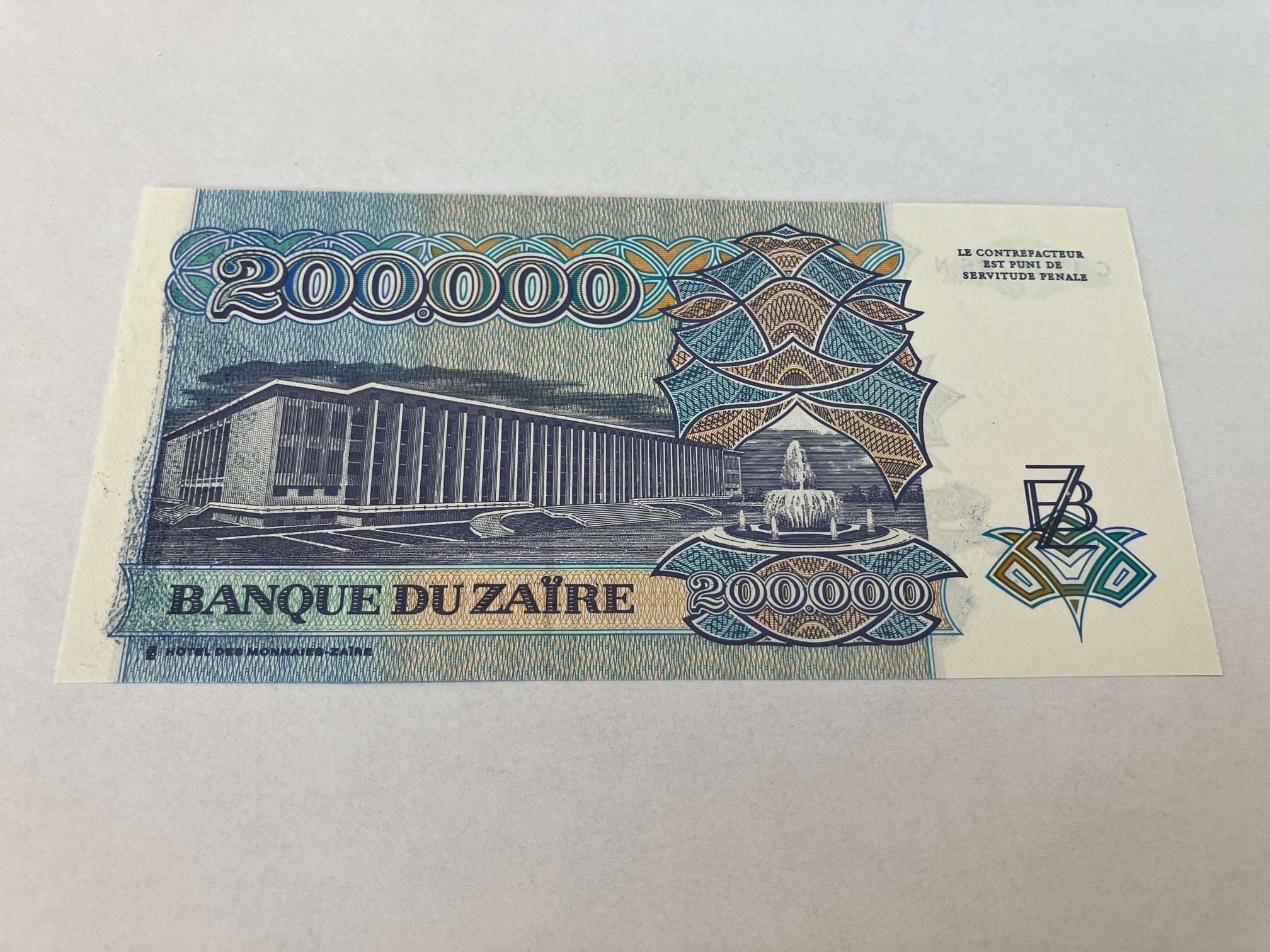 200.000 Zaires Zaire 1992