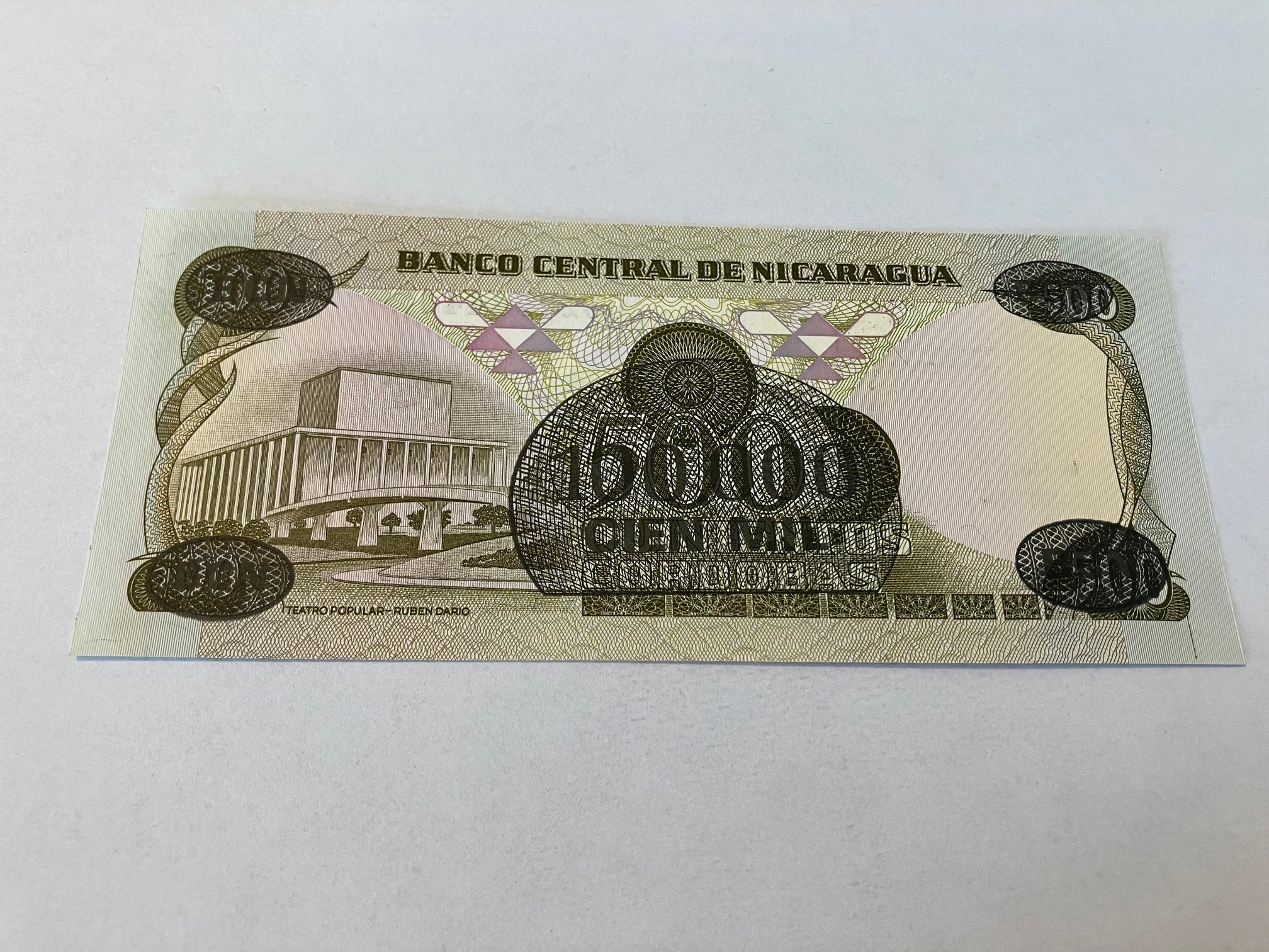 100000 Cordobas on 500 Cordobas Nicaragua 1985