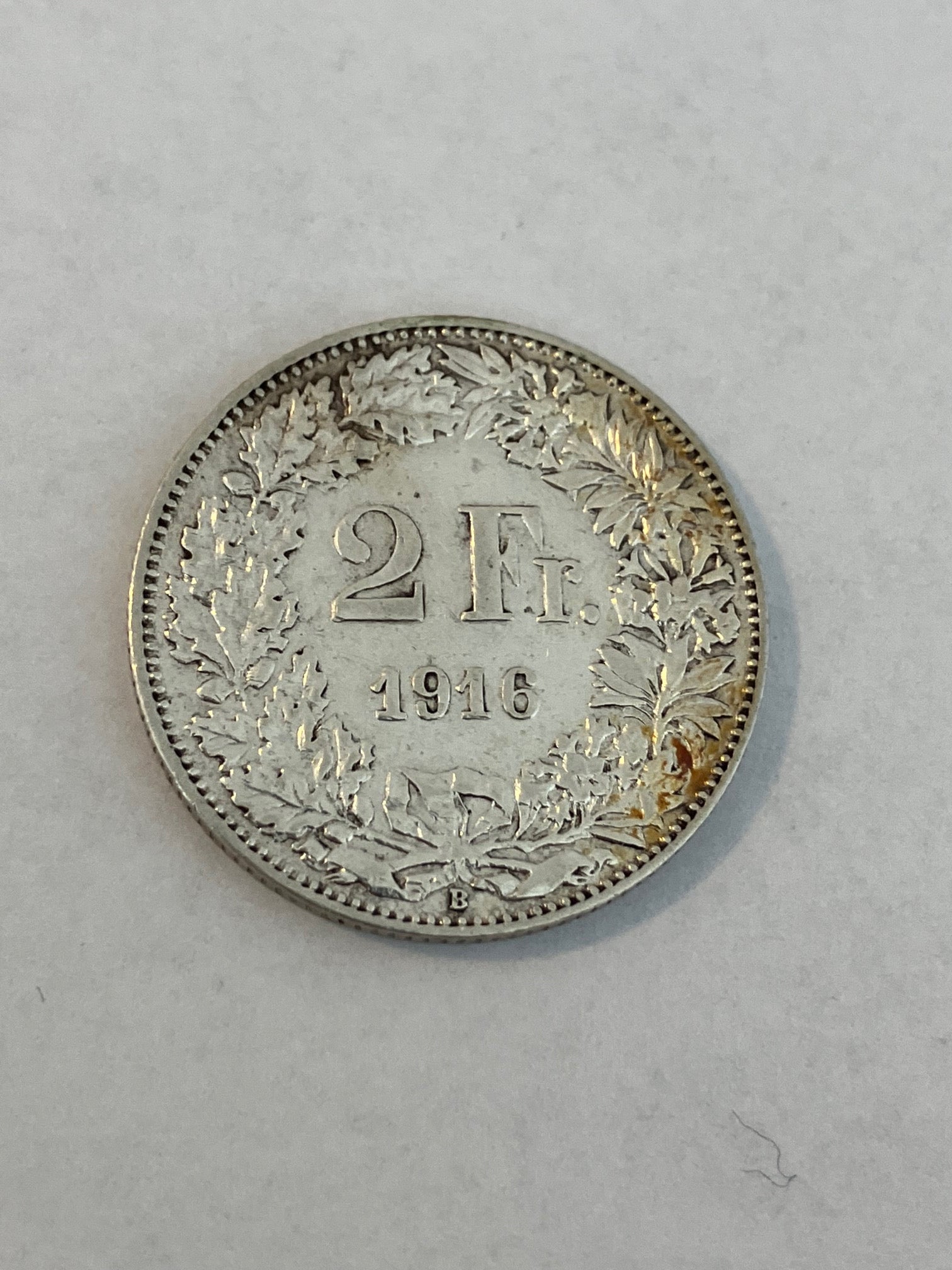 2 Francs Switzerland 1916 - Cleaned