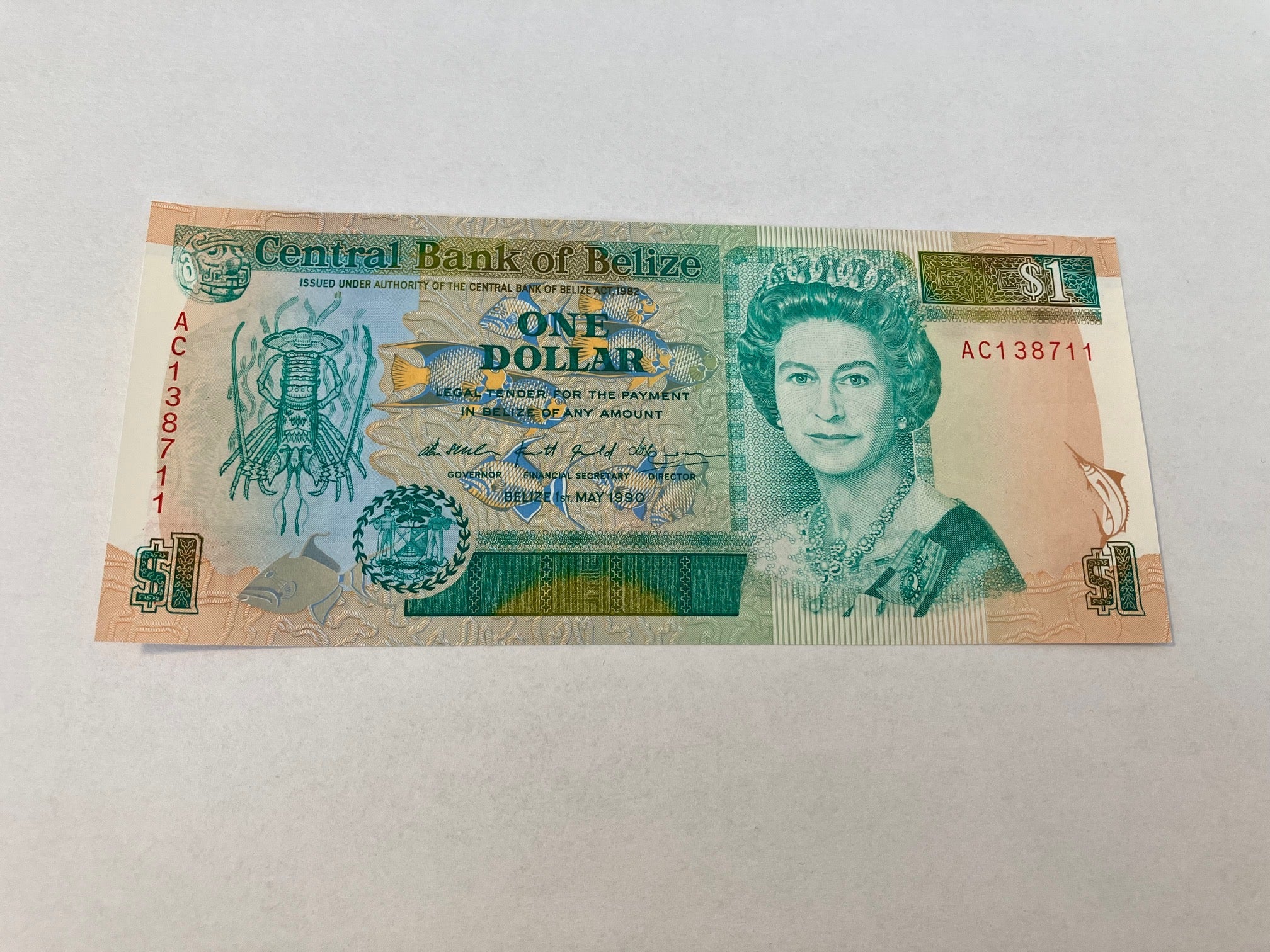 One Dollar Belize 1990