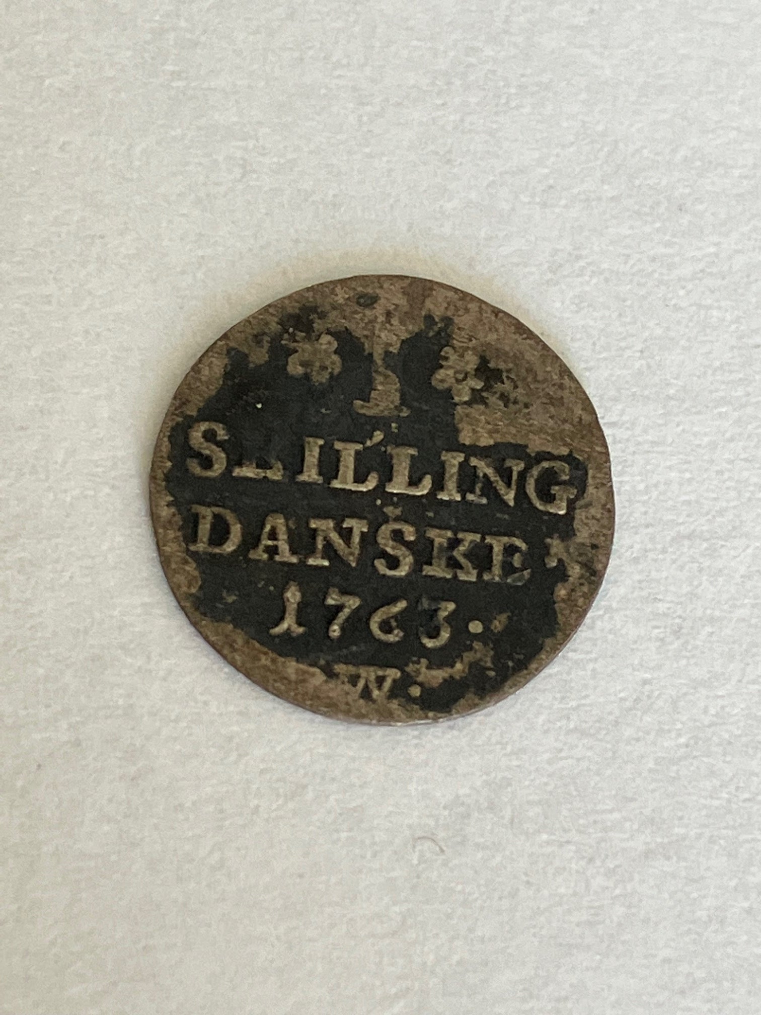 1 Skilling 1763 - Dårlig stand