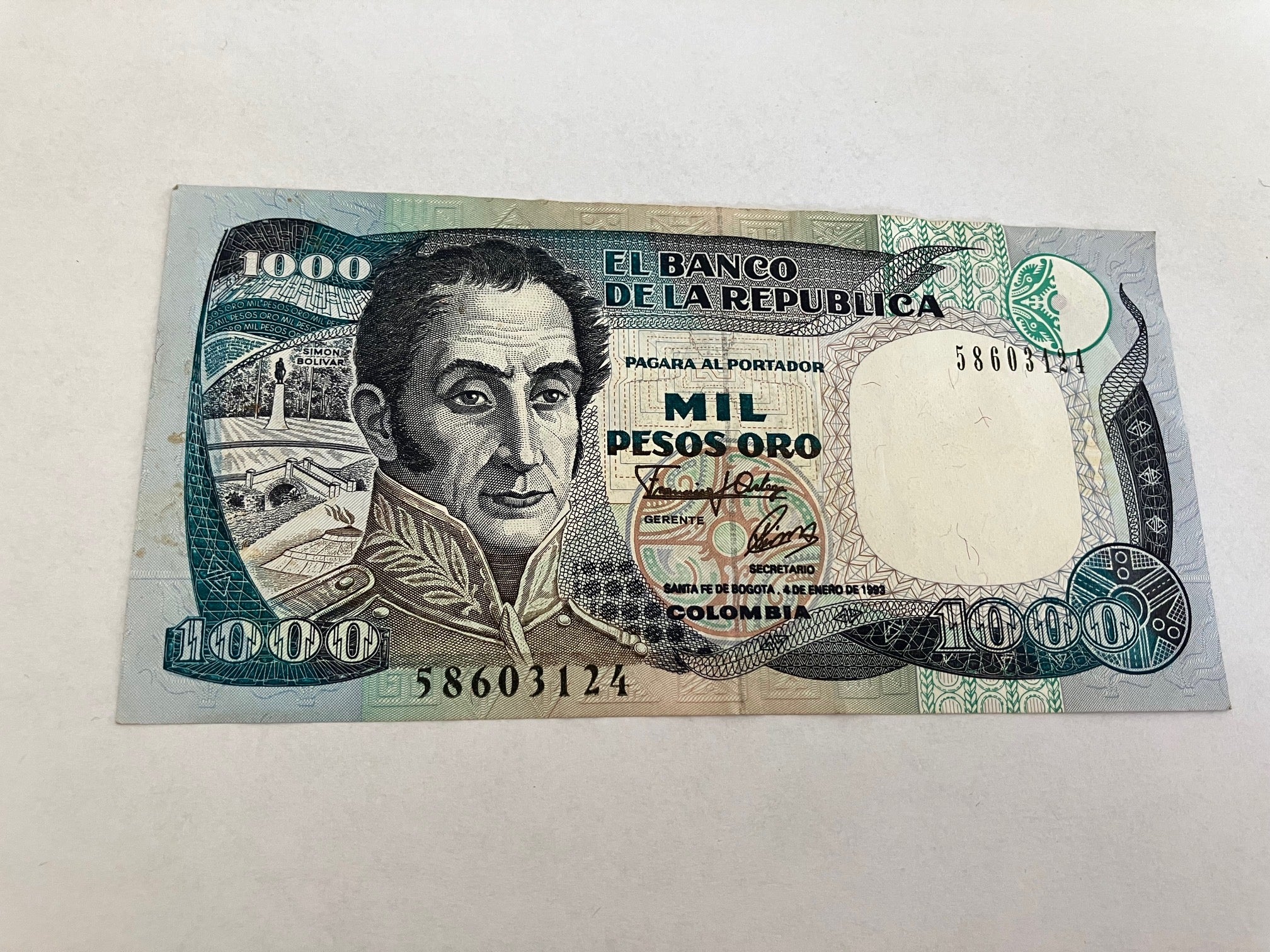 1000 Pesos Colombia 1993