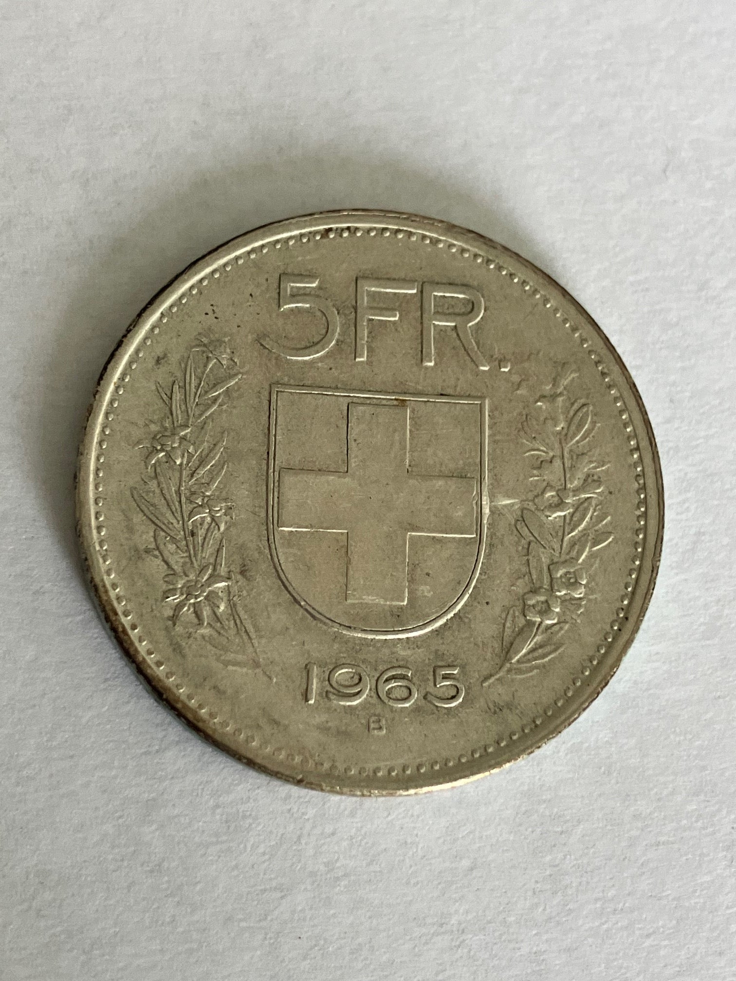 5 Francs Switzerland 1965 B