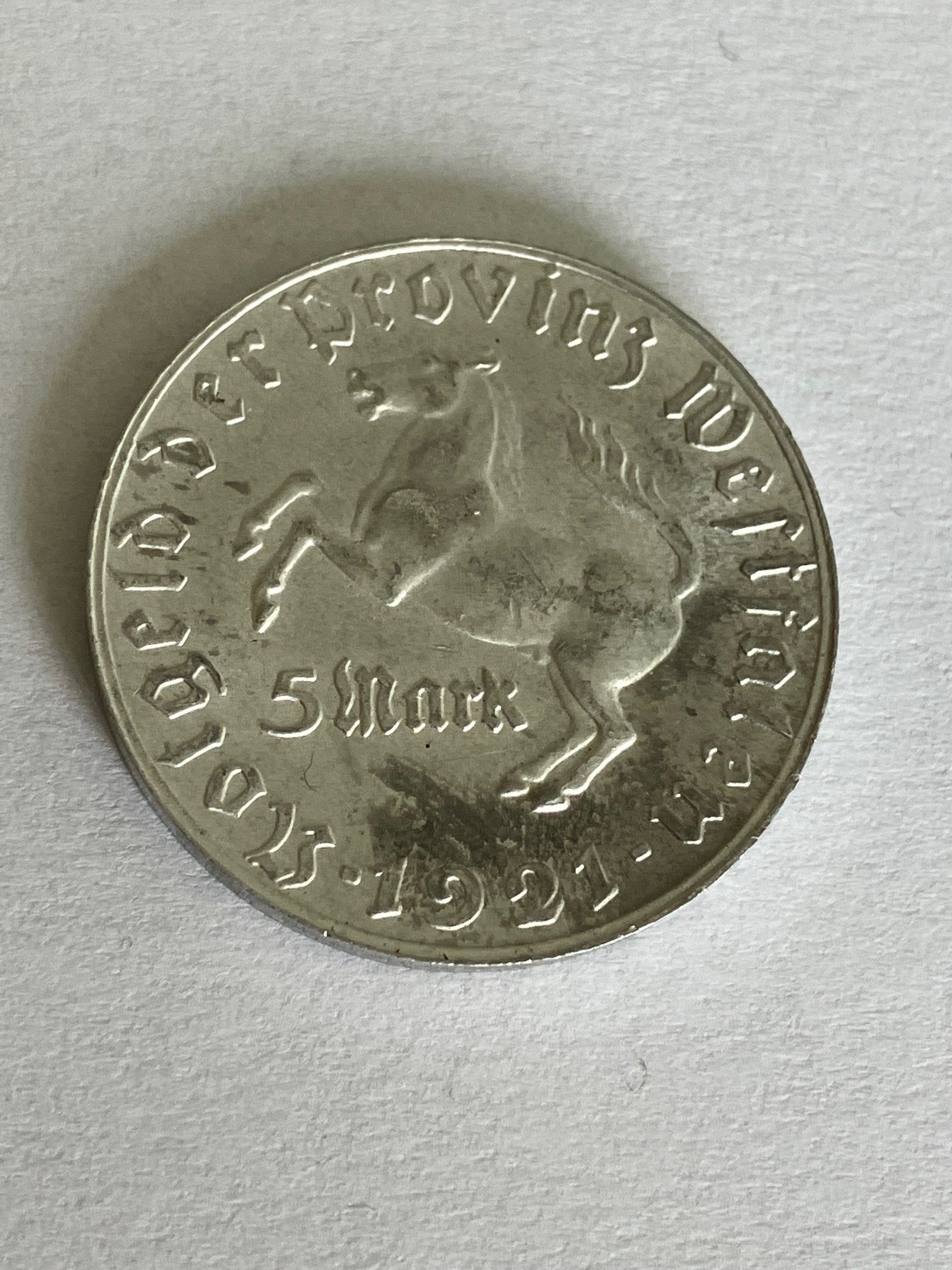 5 Mark Westphalen 1921 - Low mintage