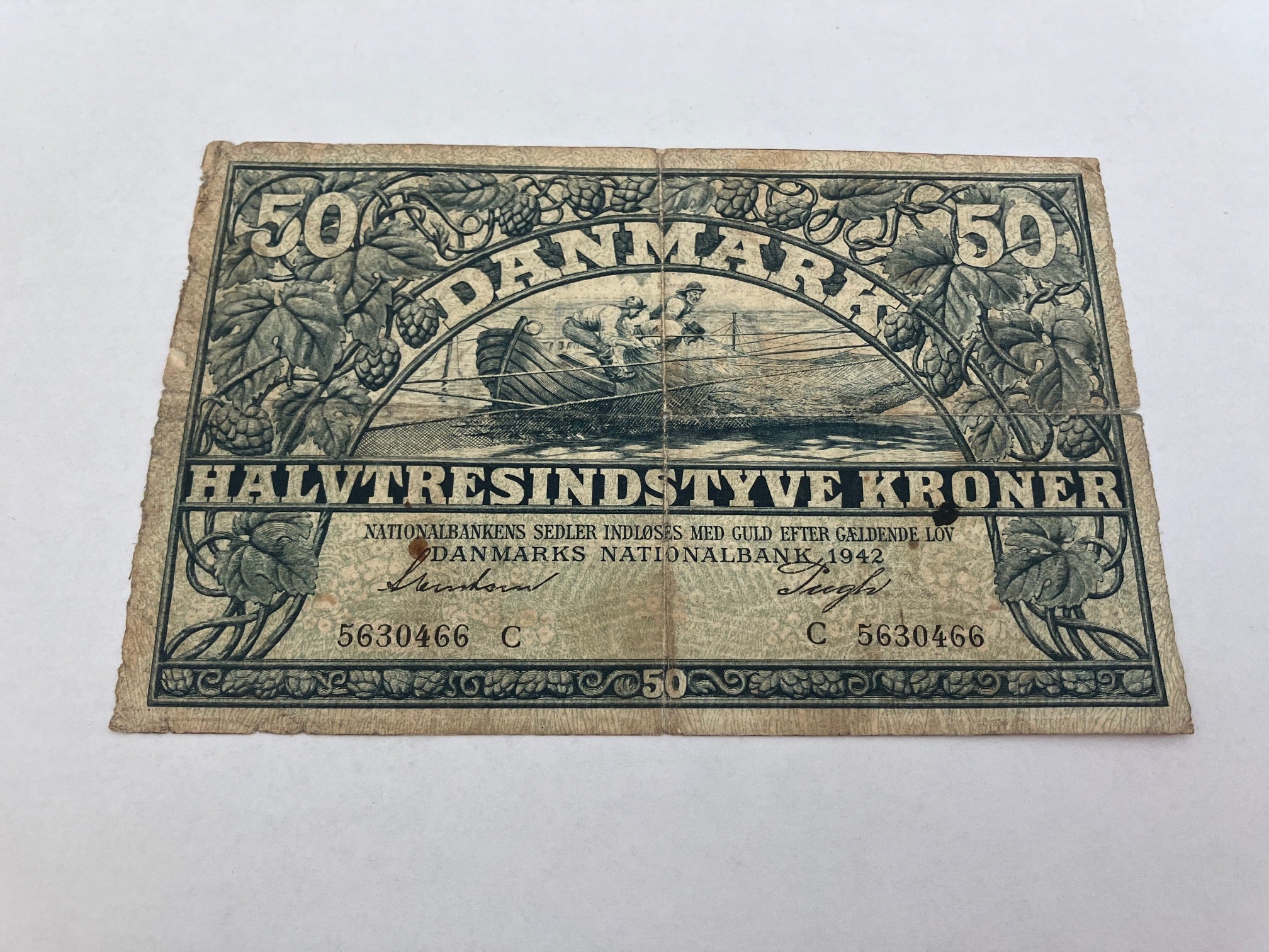 50 Kroner 1942 C - Dårlig stand