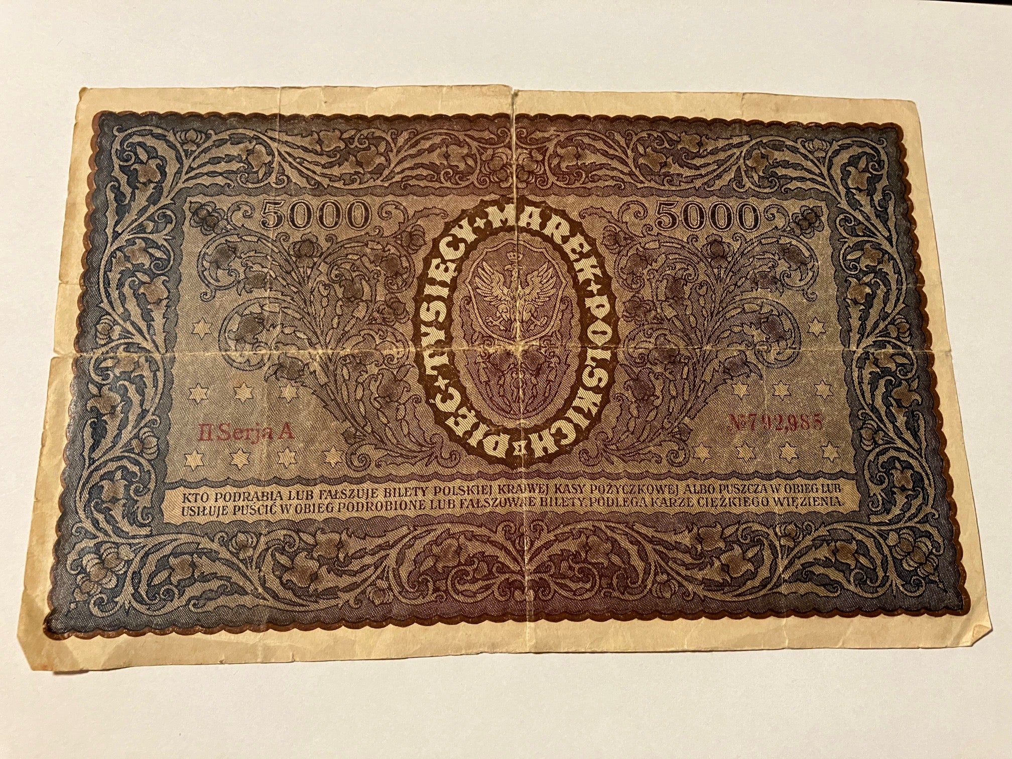 5000 Marek Poland 1920 - Bad condition