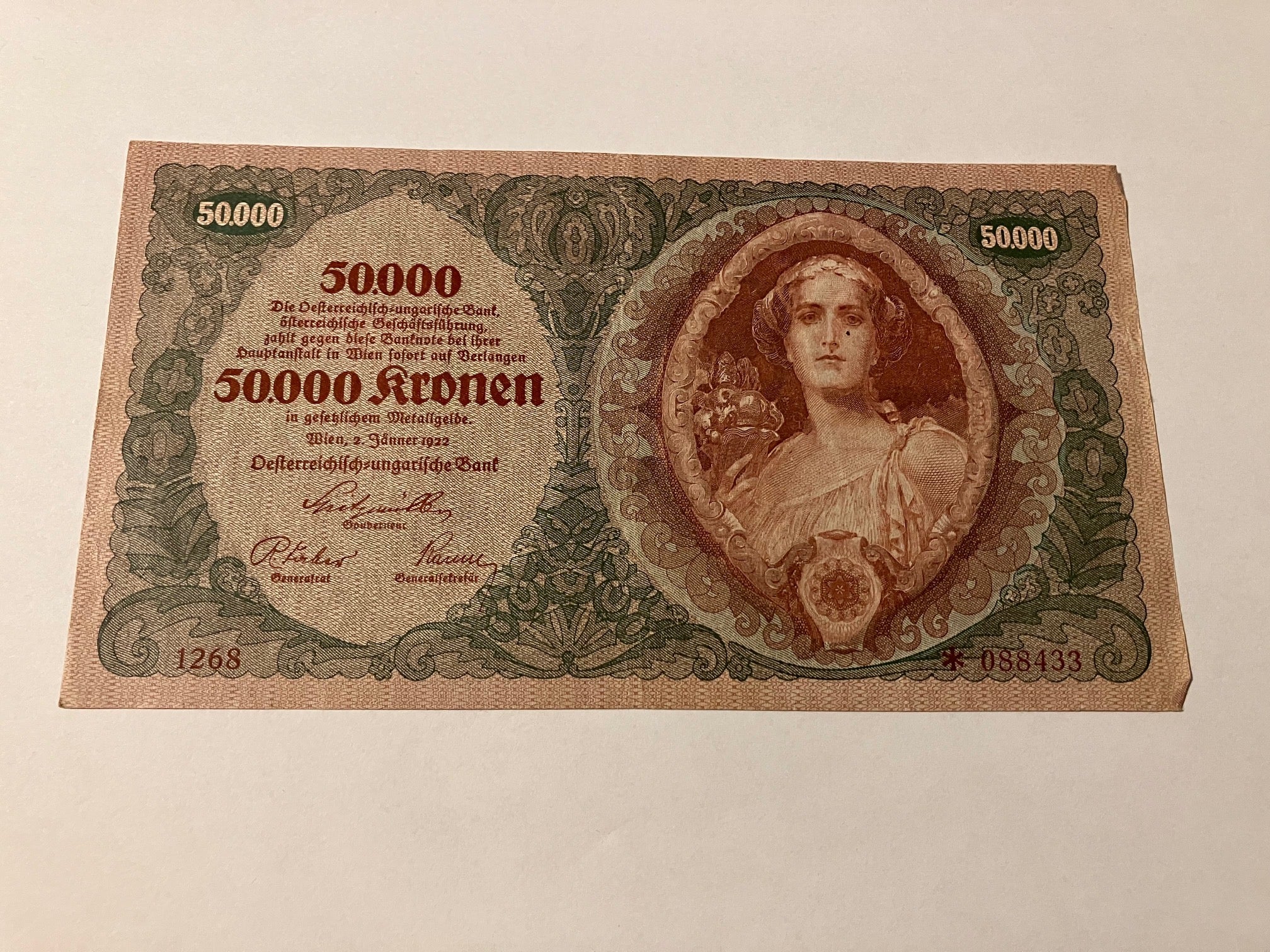 50.000 Kronen Austria 1922 - Rare banknote