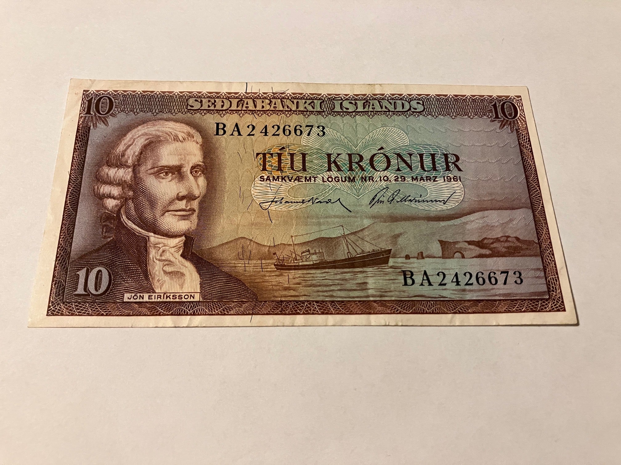 10 Kronur Iceland 1961