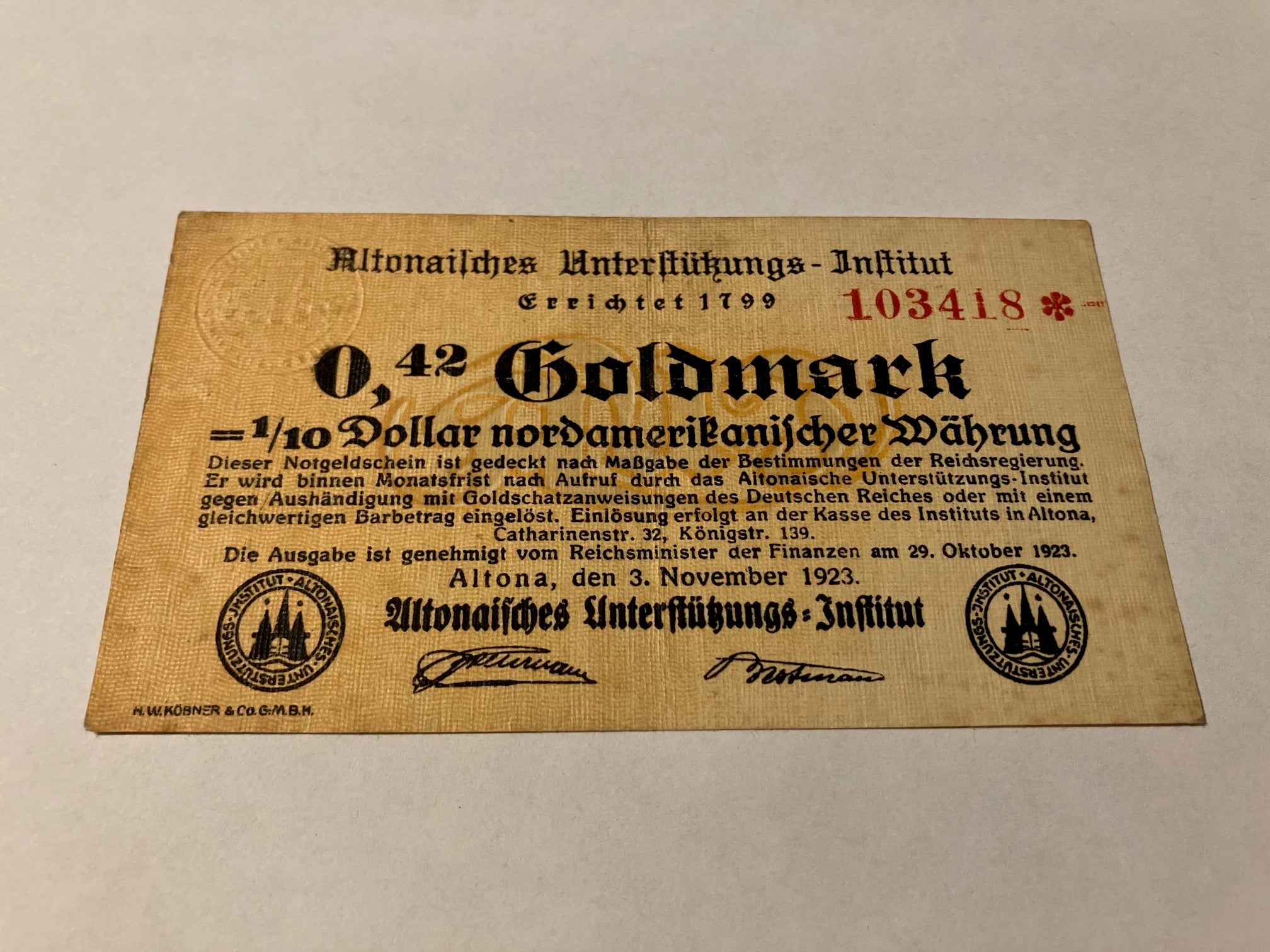 0,42 Goldmark Germany banknote