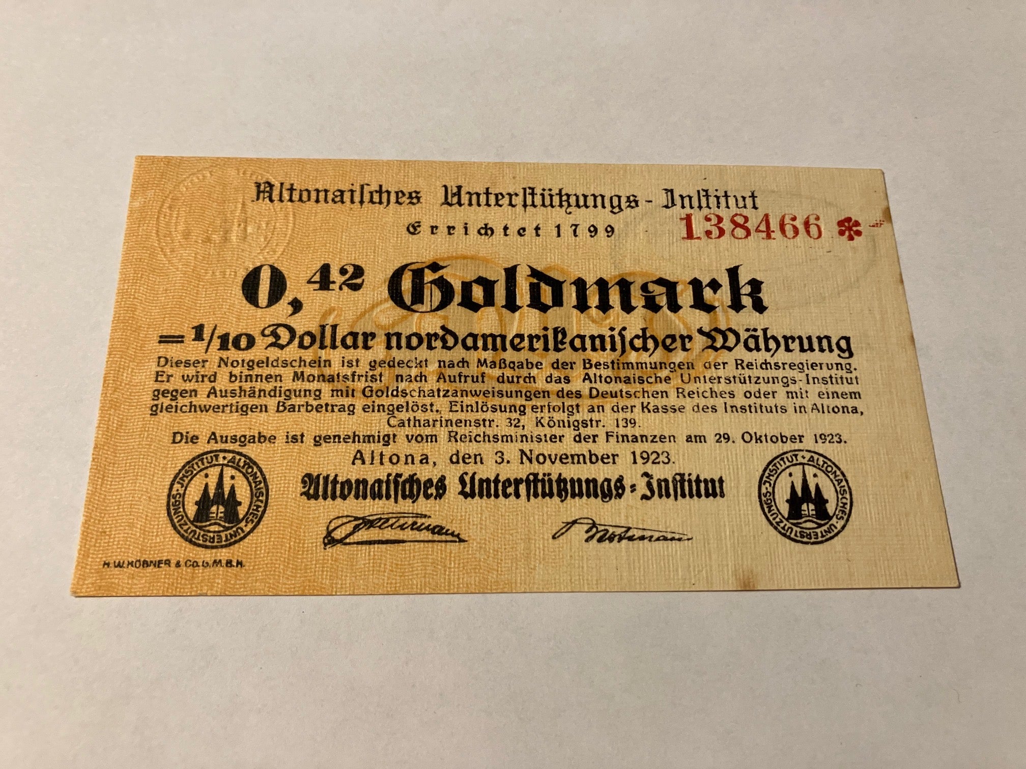 0,42 Goldmark Germany banknote