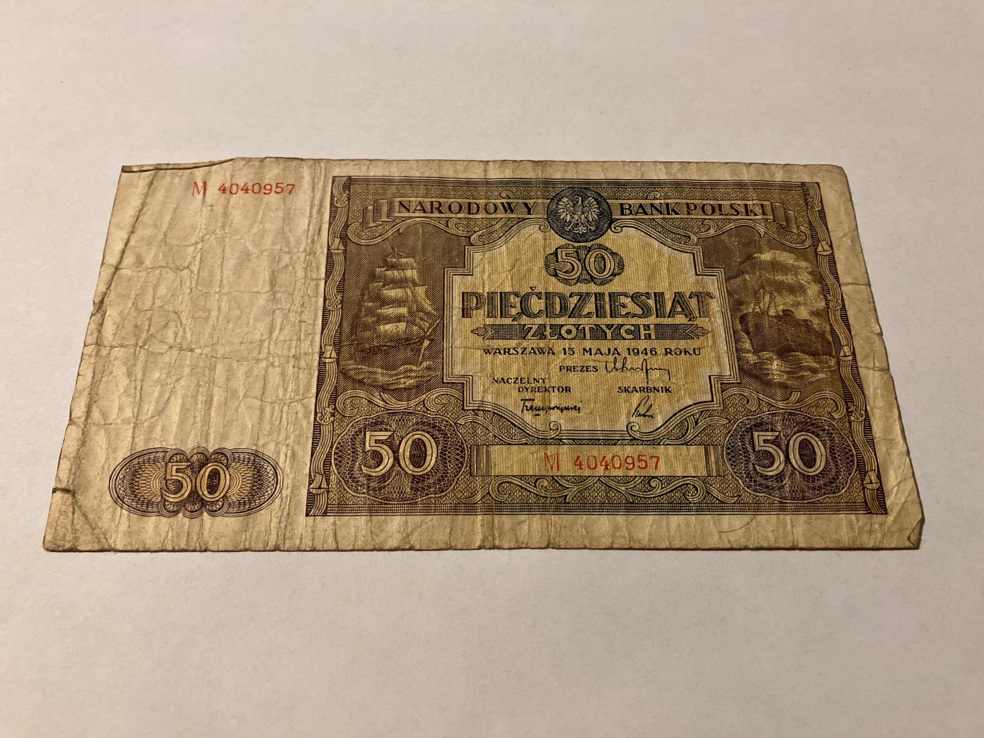 50 Zlotych Poland 1946 - Dårlig stand
