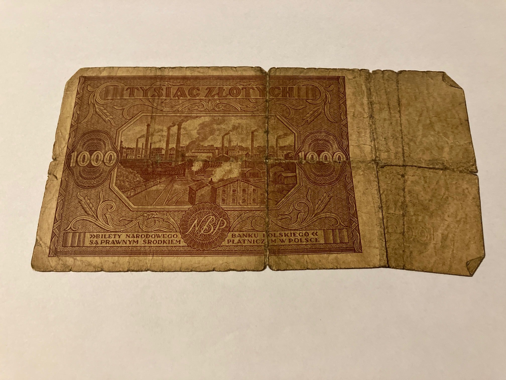 1000 Zlotych 1946 Poland - Very bad condition