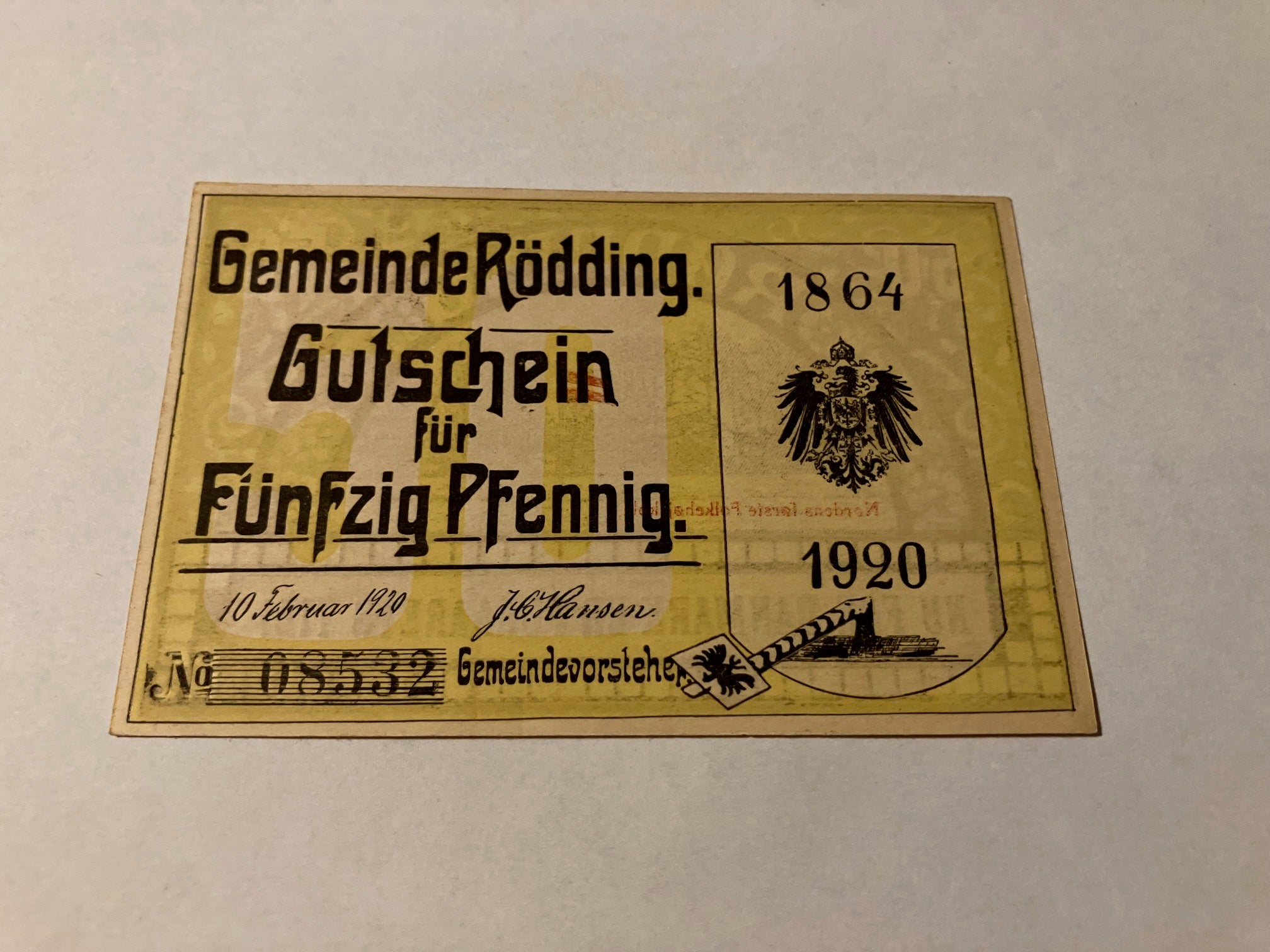 50 Pfennig Rødding 1920