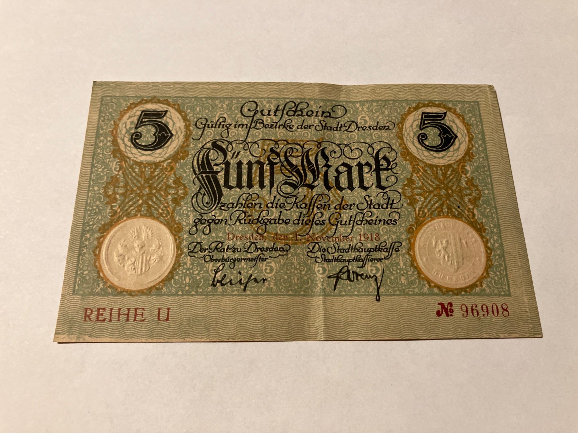 5 Mark Dresden 1918 Germany