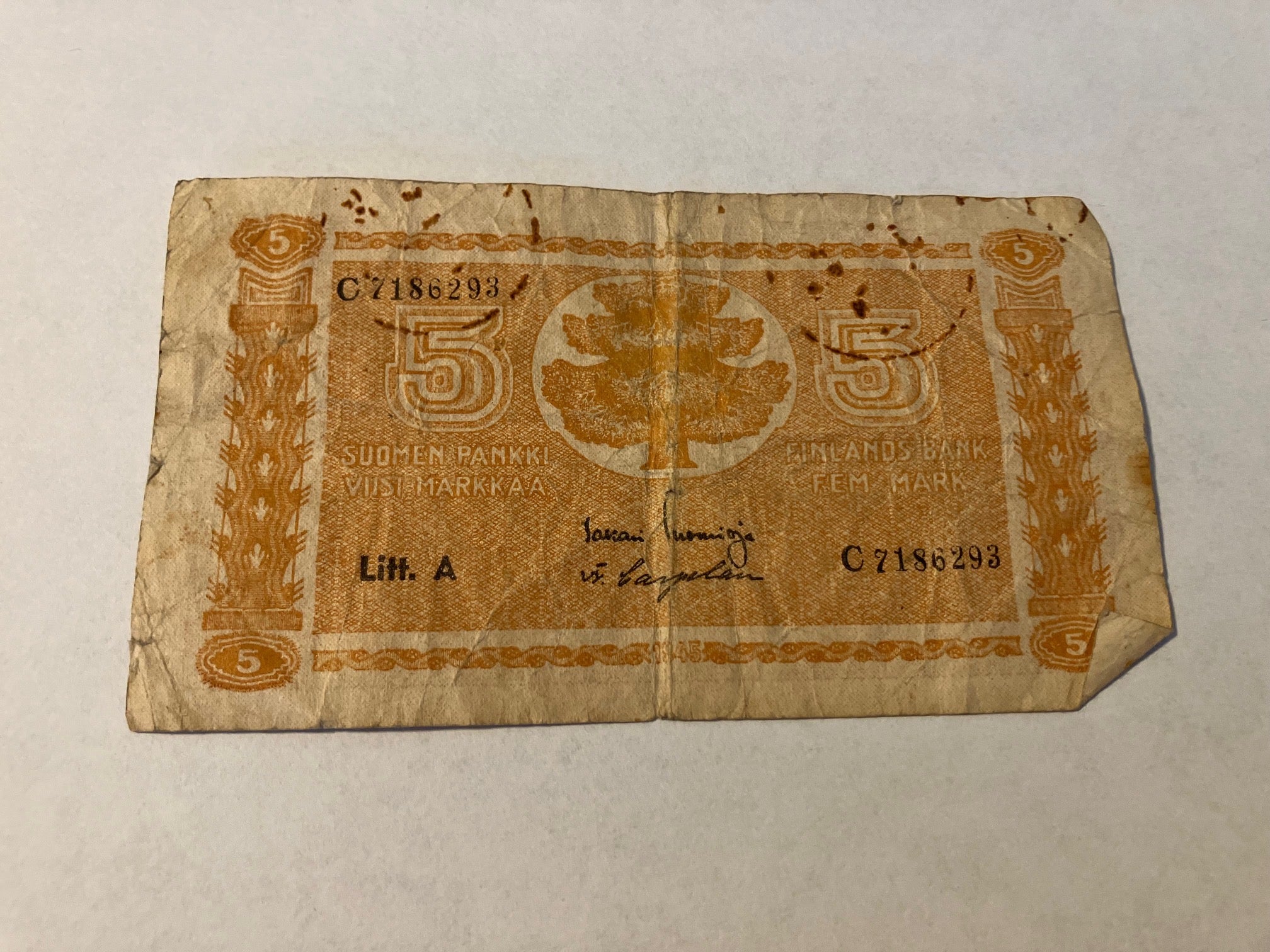 5 Markkaa Finland - Very bad condition