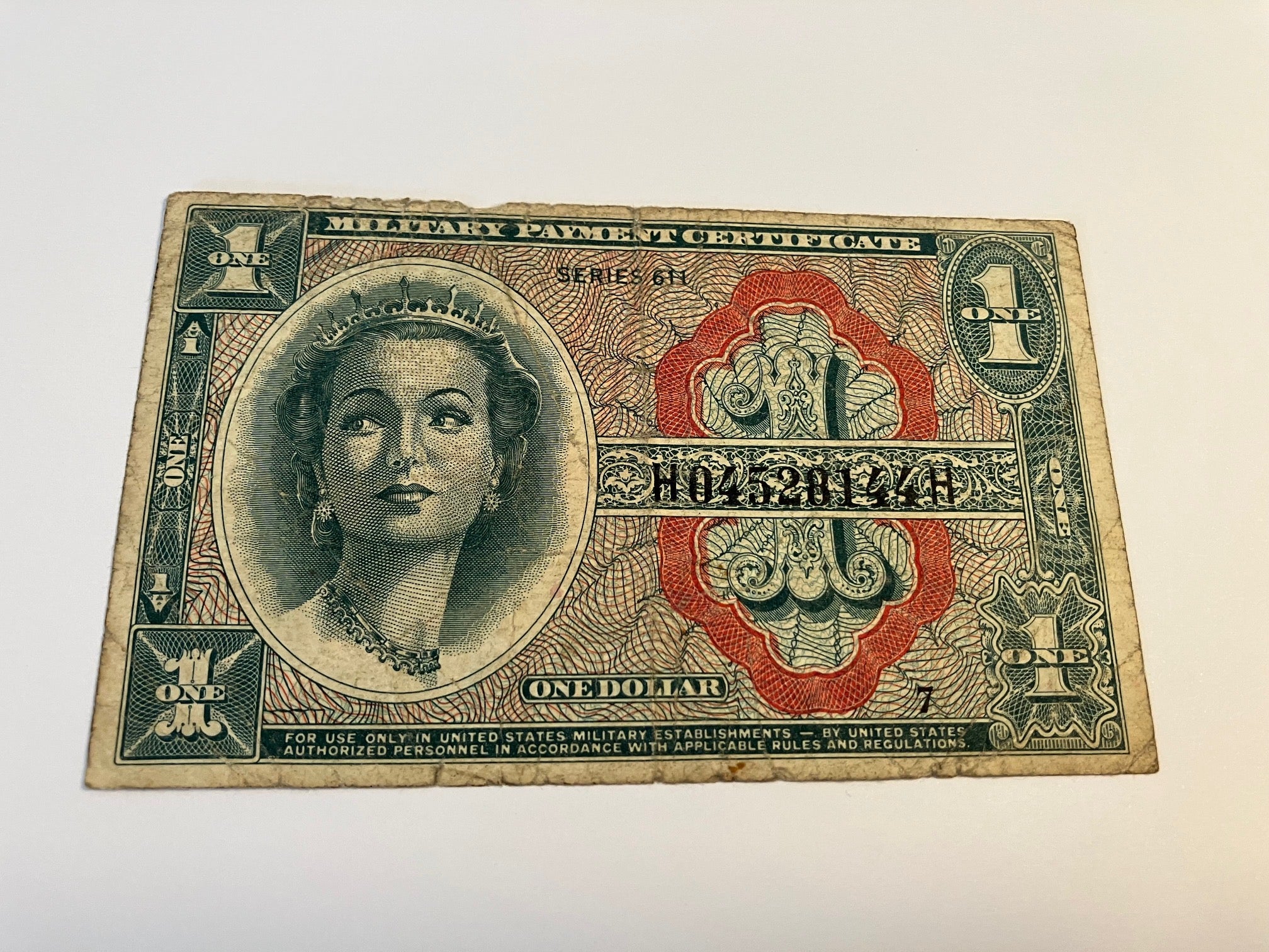 One Dollar US Military Certificate