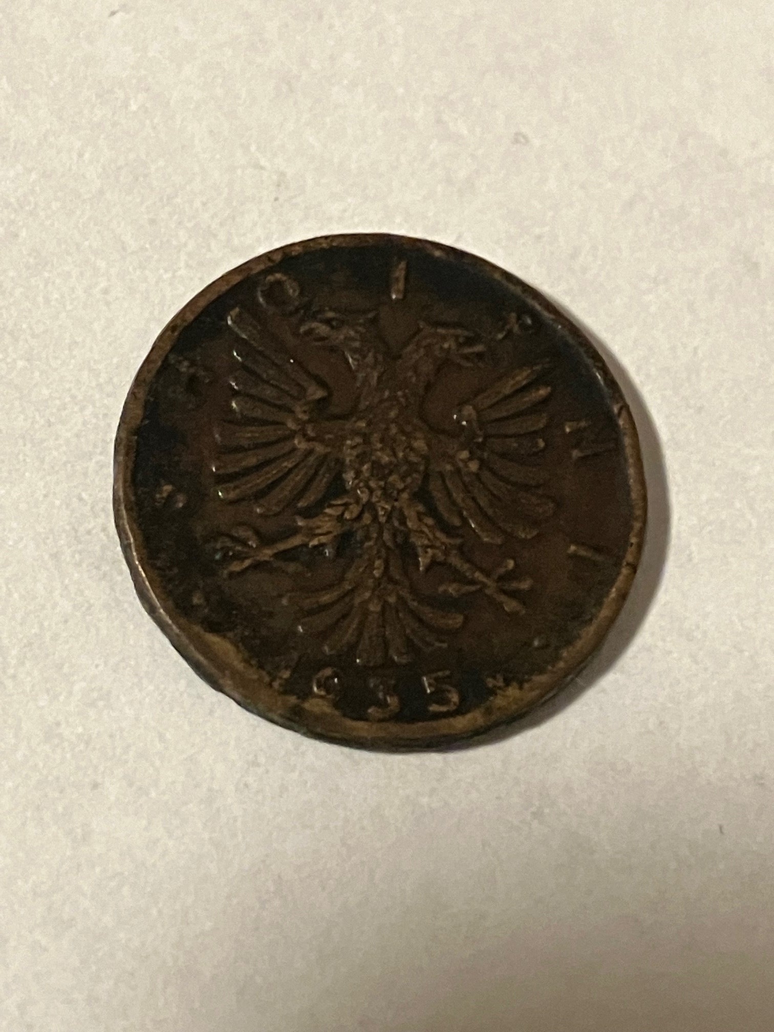 1 Qindar Ar 1935 Albania - Bad condition