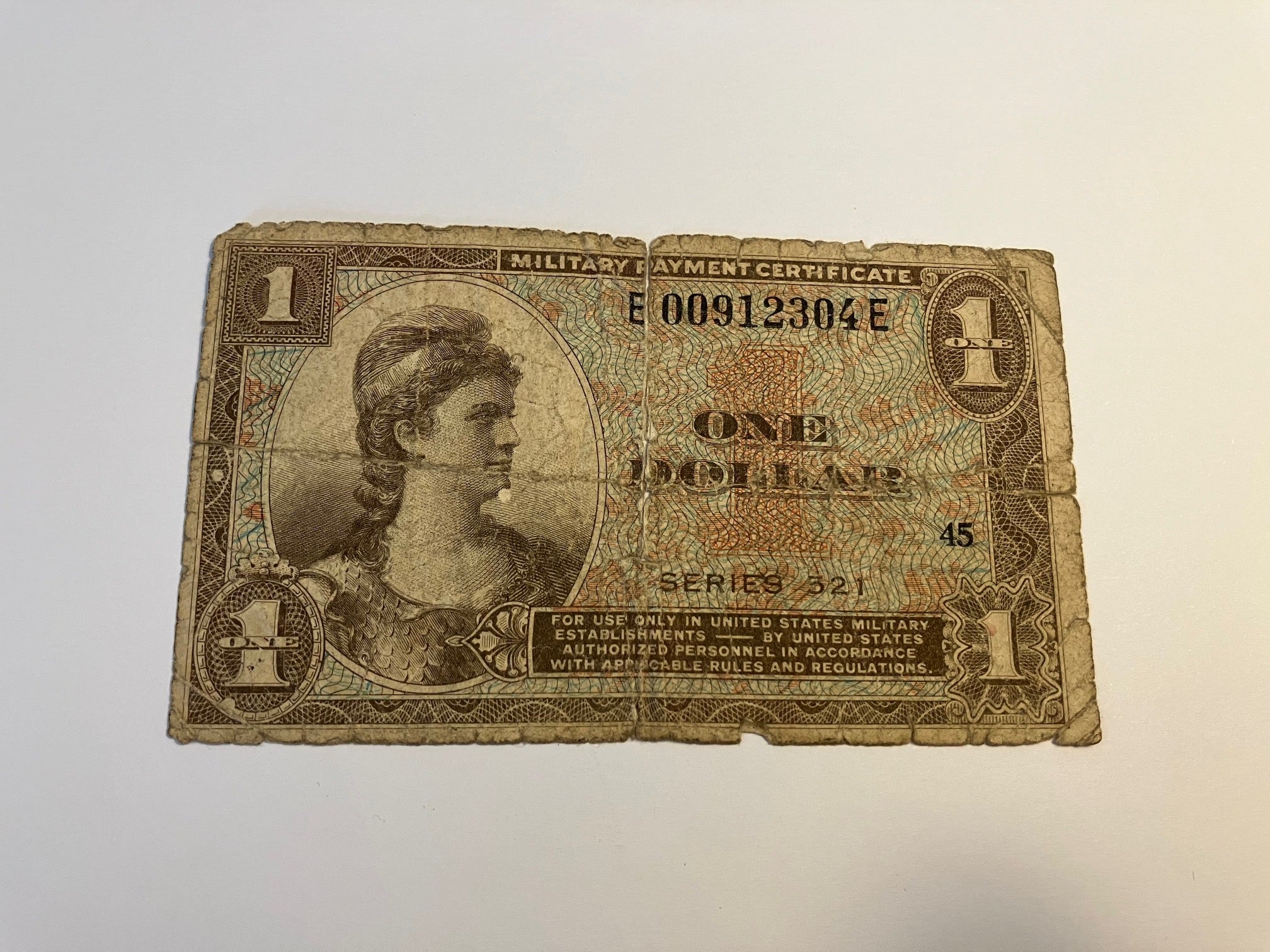 One Dollar US Military Certificate