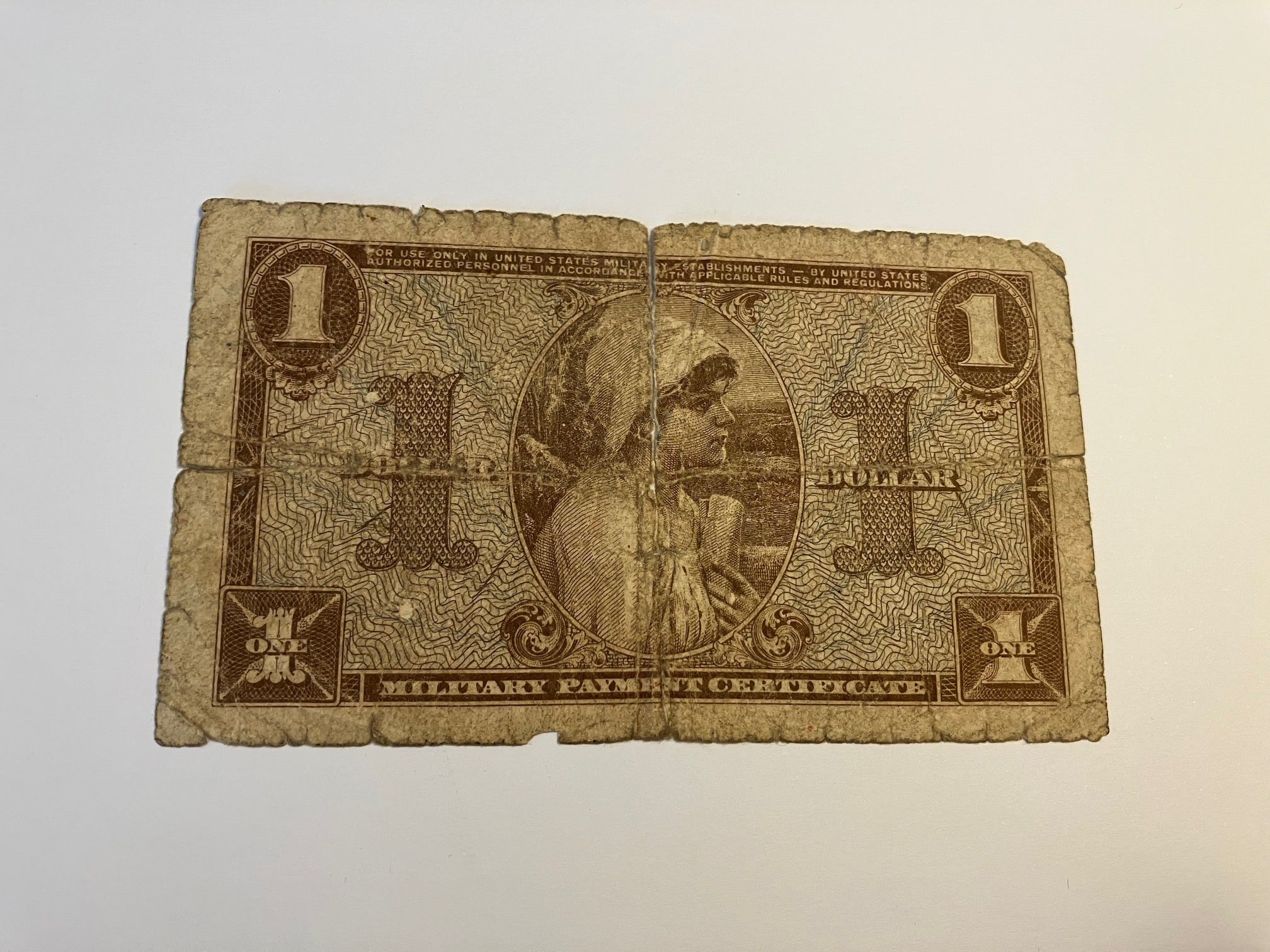 One Dollar US Military Certificate
