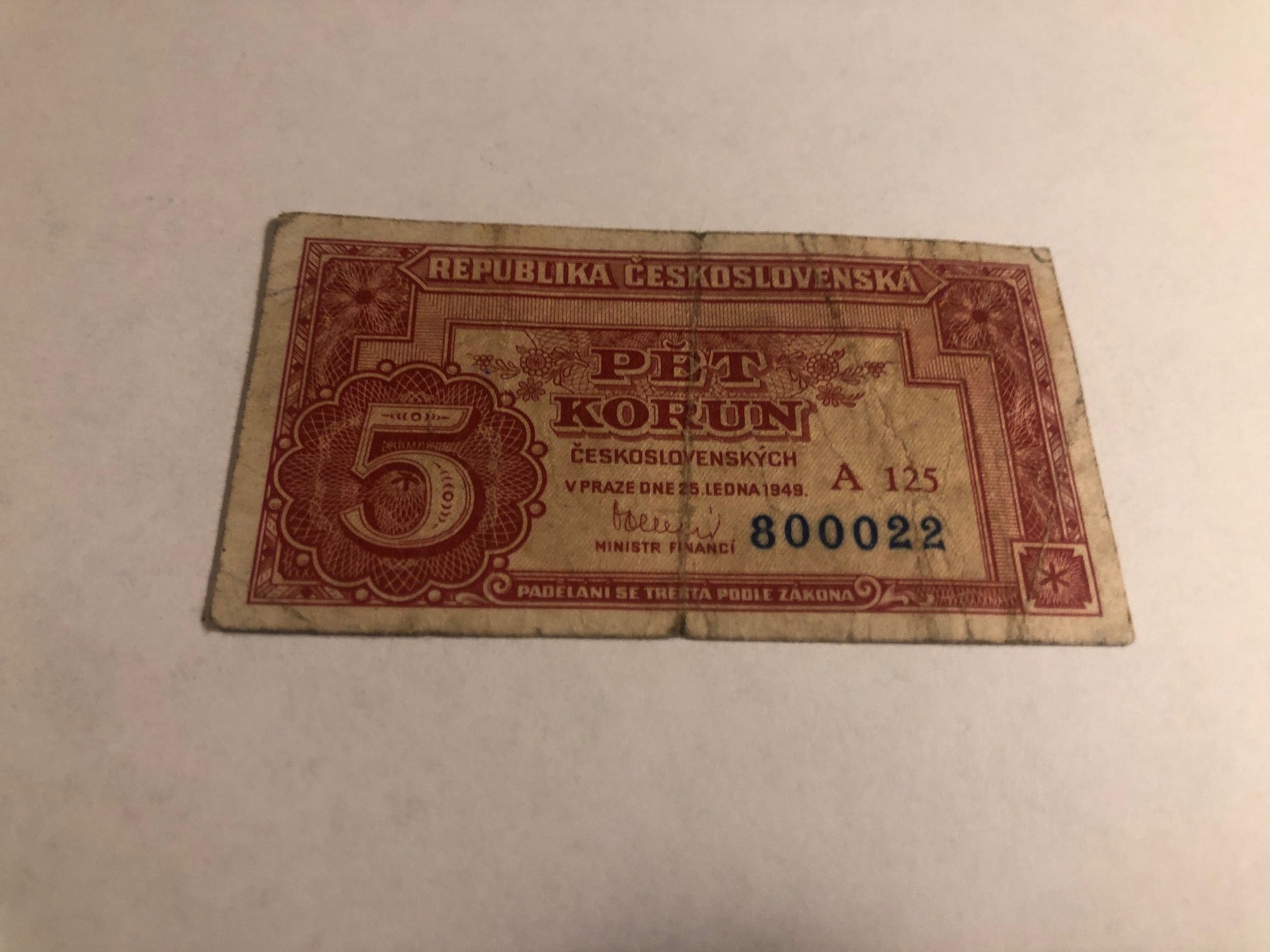 5 Korun Czechoslovakia 1949