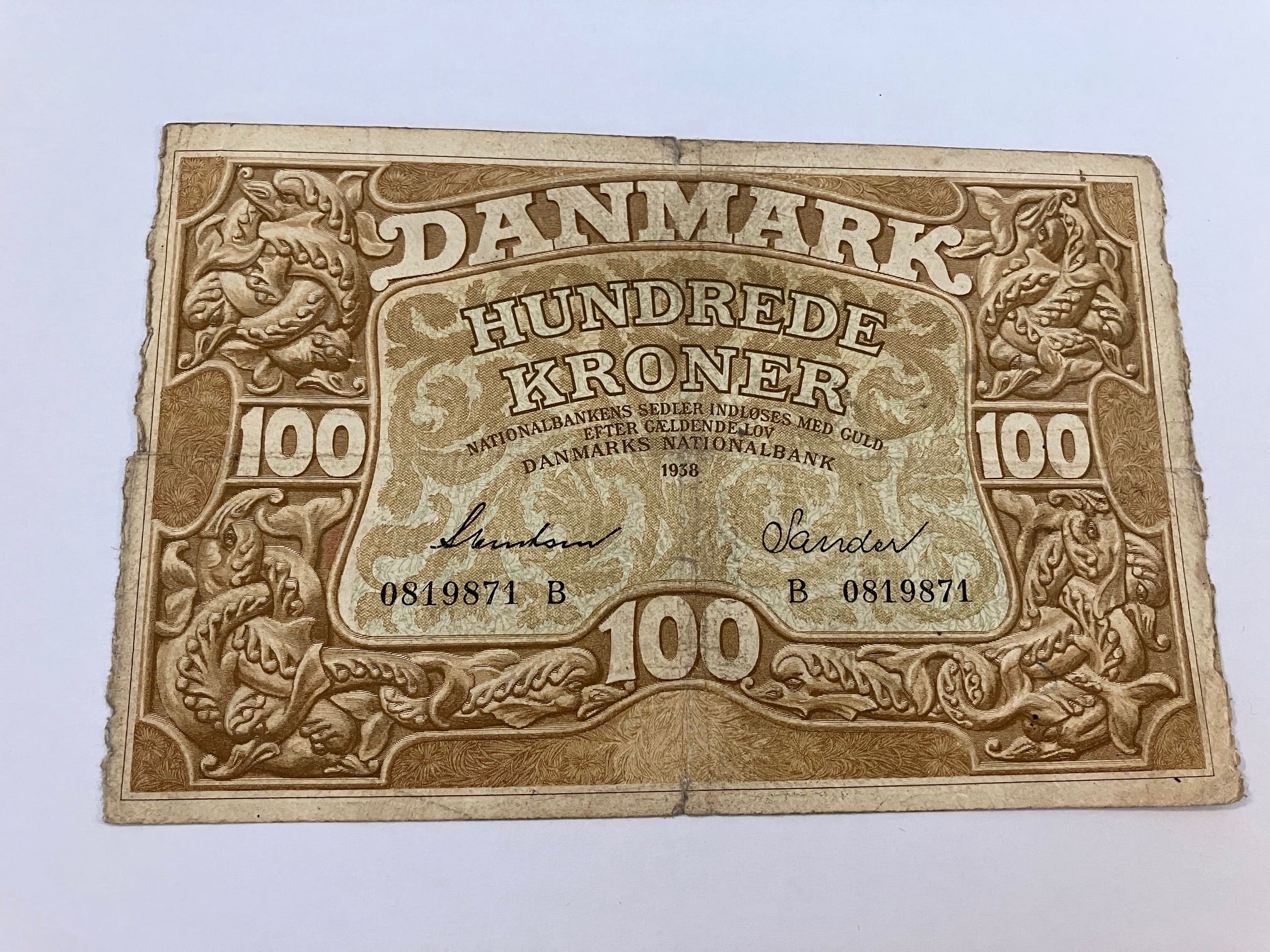 100 Kroner 1938 B Danmark