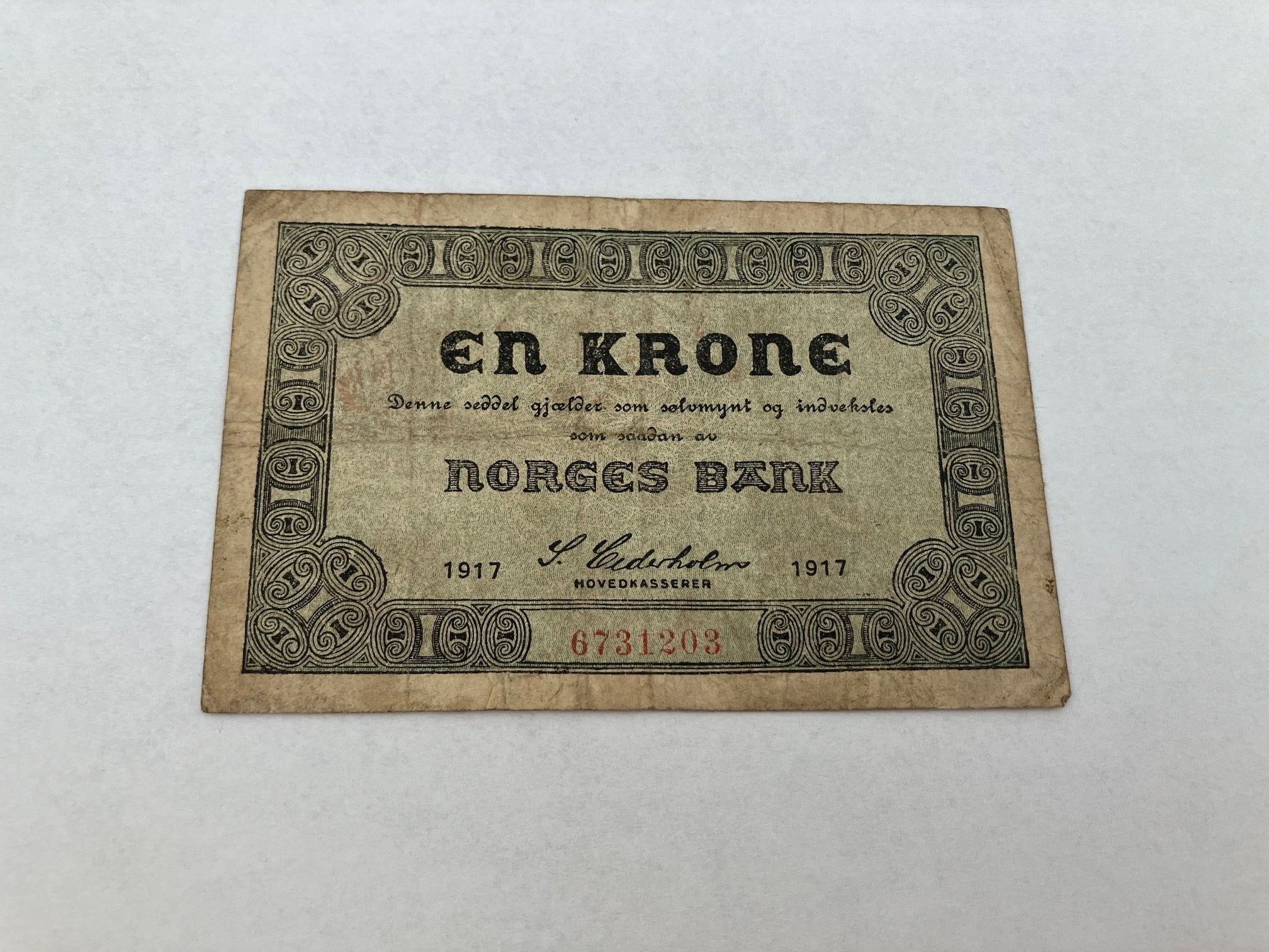 1 Krone Norge 1917 - Slidt