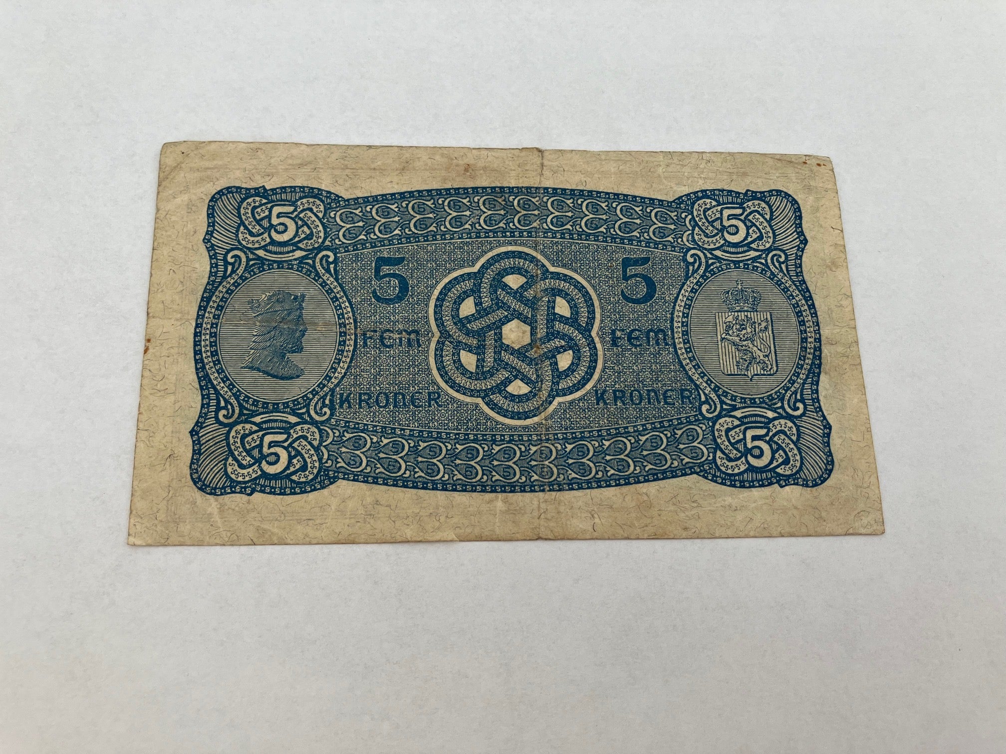 5 Kroner Norge 1944 - Slidt