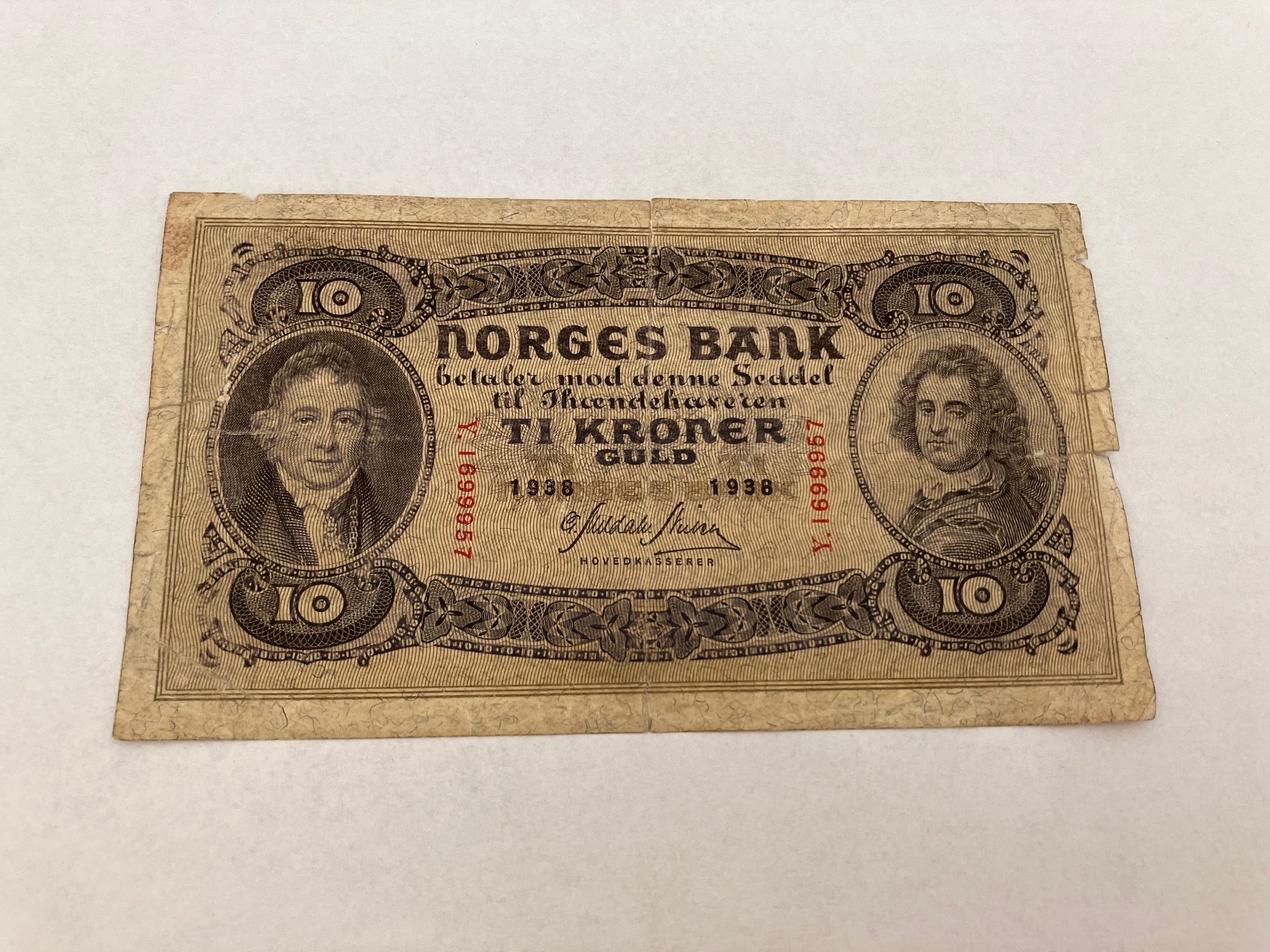 10 Kroner 1938 Norge - Meget slidt