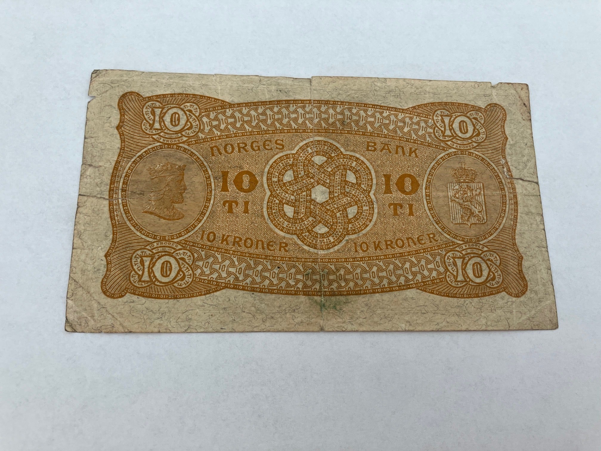 10 Kroner 1938 Norge - Meget slidt