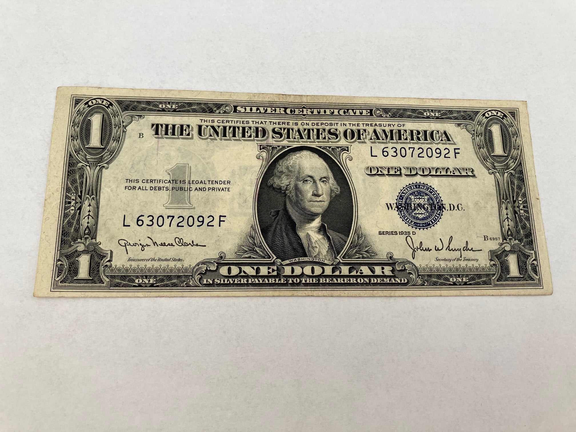 1 Dollar 1935 D USA Silver Certificate