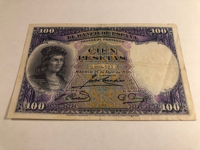 100 pesetas Spain 1931