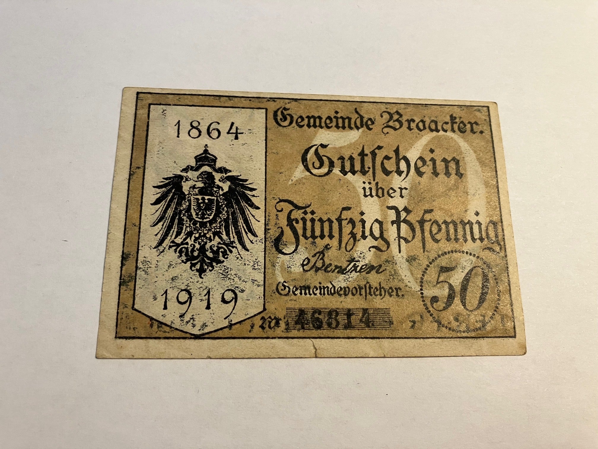 50 Pfennig 1919 Gutschein