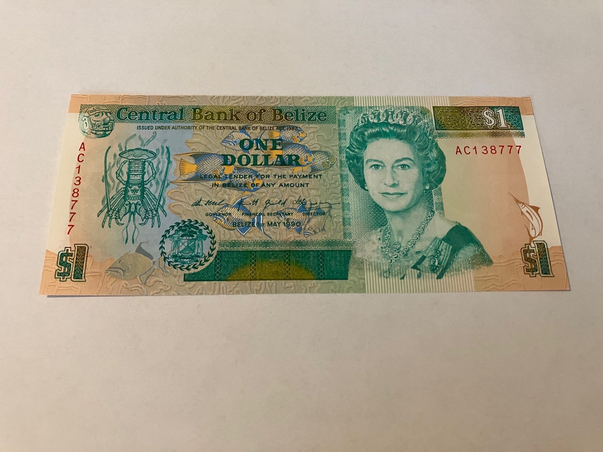 One Dollar Belize 1990
