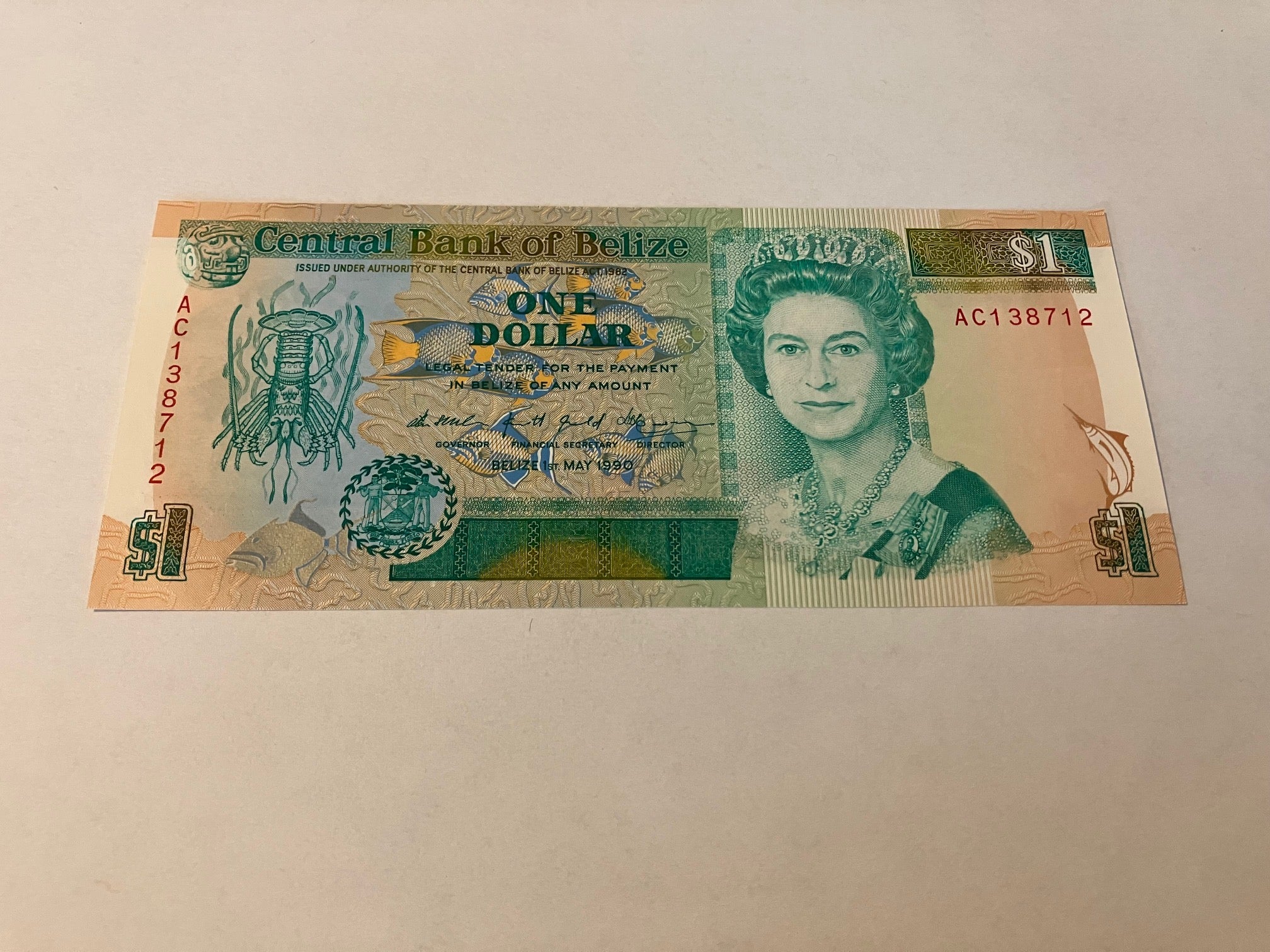 One Dollar Belize 1990