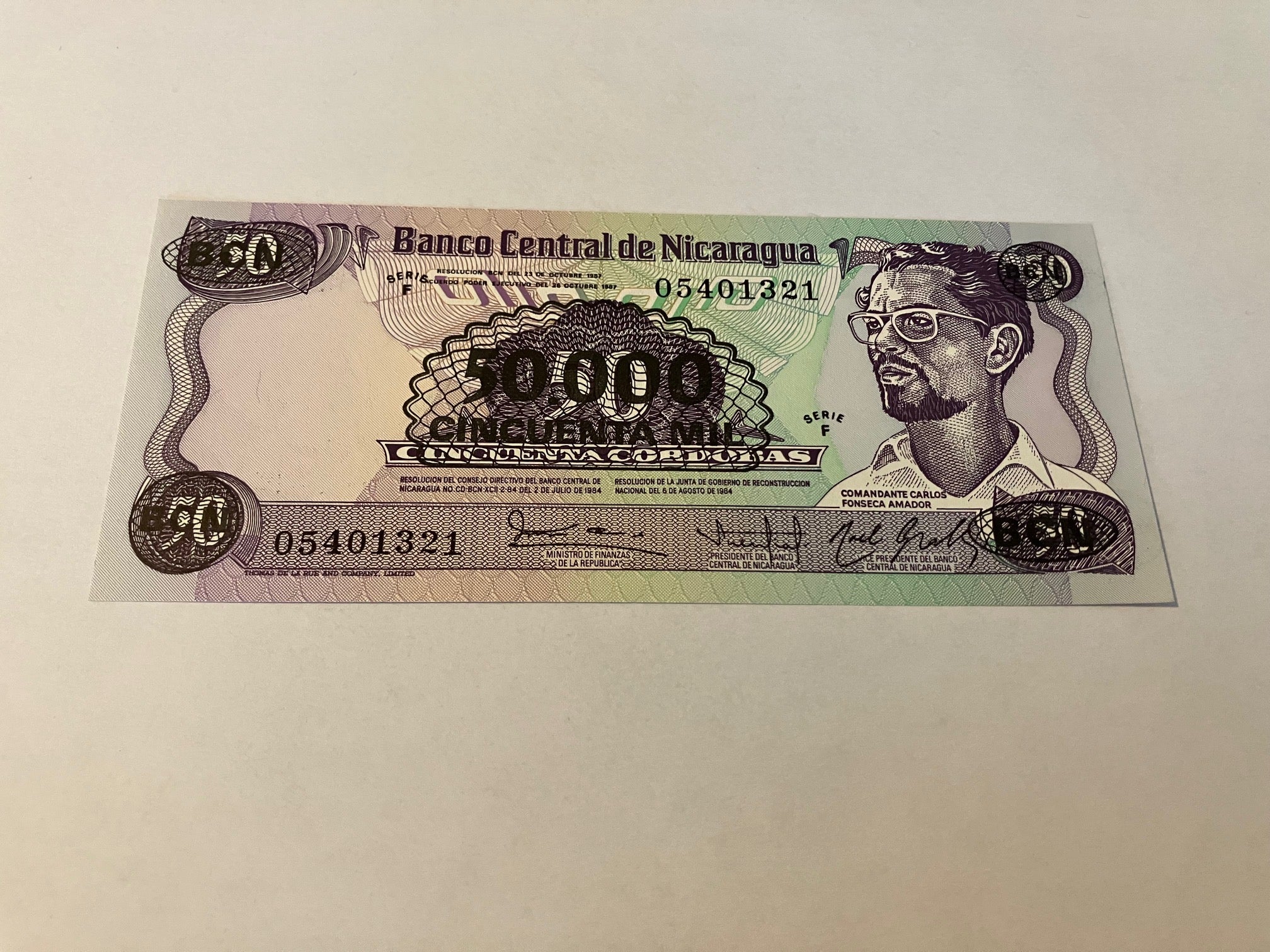 50000 Cordobas on 50 Cordobas 1984