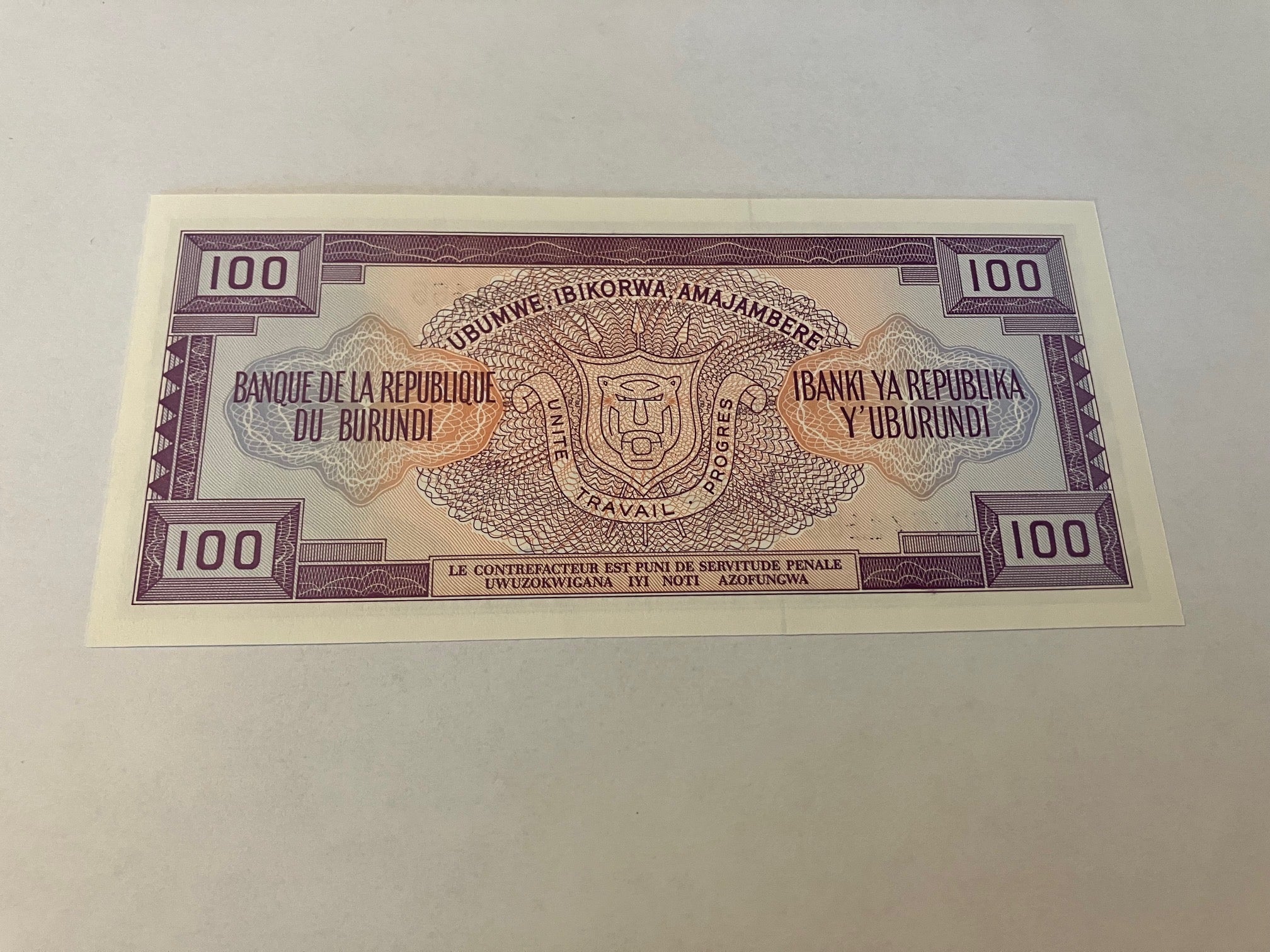 100 Francs Burundi 1990