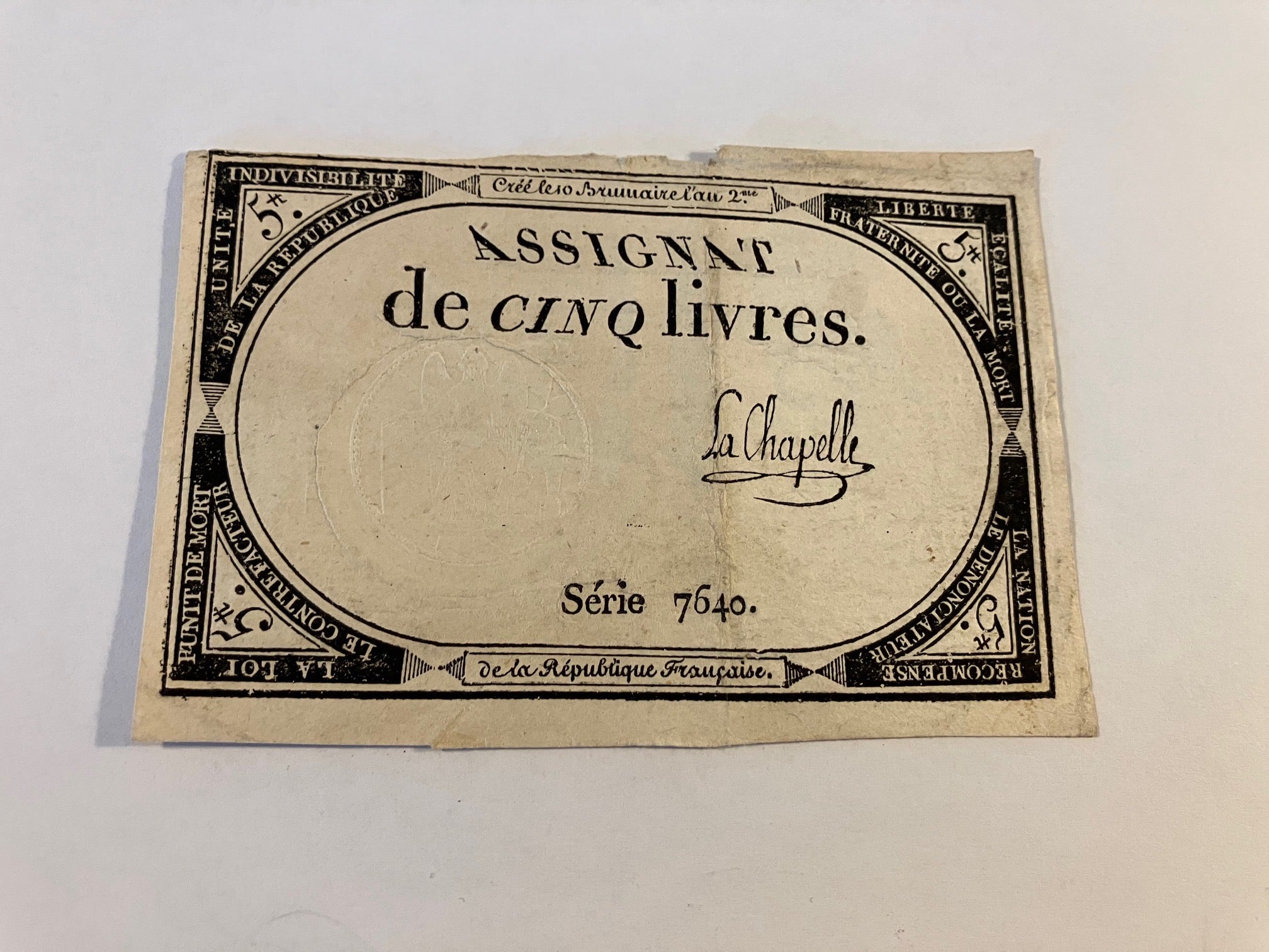 Assignat France 5 Livres